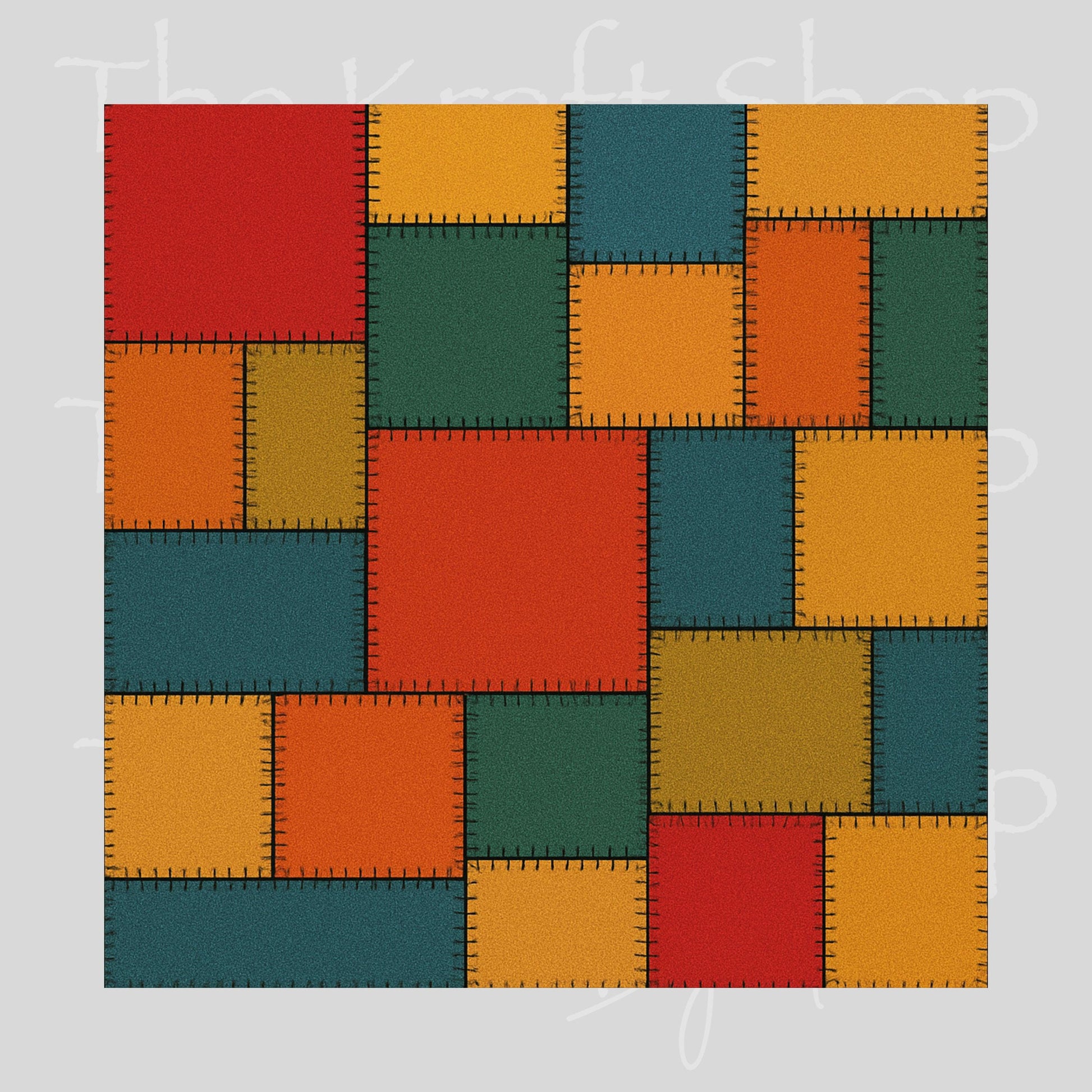 UV DTF Sticker prints. Patchwork square fall colors tumbler template decal, permanent sticker. #10338