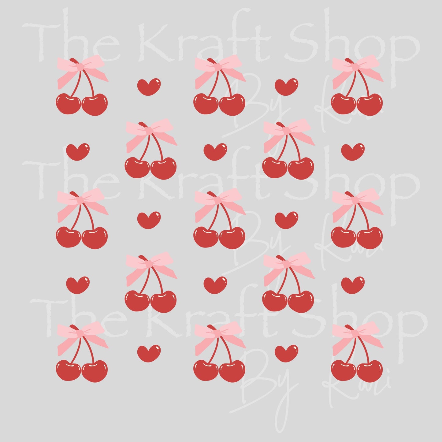 UV DTF Sticker print Cherries and hearts Element sheet 8x8 decal, tumbler decal, permanent sticker. #7457