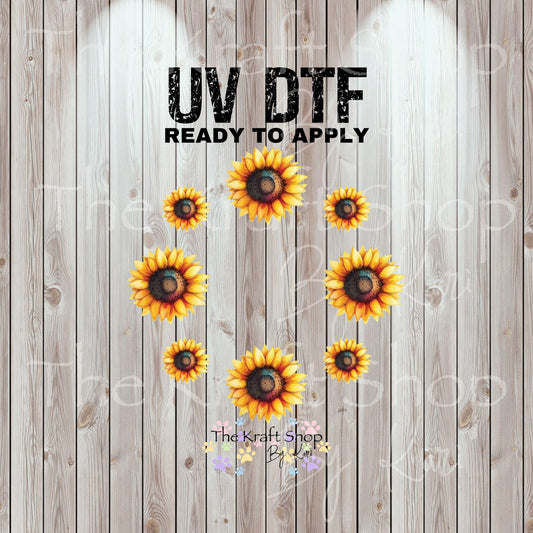 UV DTF Sticker print. Sunflowers top decal for 24 oz or 40 oz tumbler, tumbler decal, permanent sticker. #10343