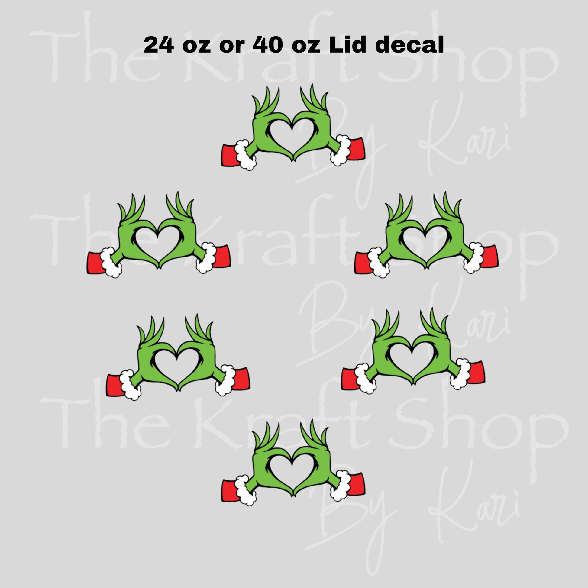 UV DTF Sticker print. Hand heart Grinmas top decal for 24 oz or 40 oz tumbler, tumbler decal, permanent sticker. #10344