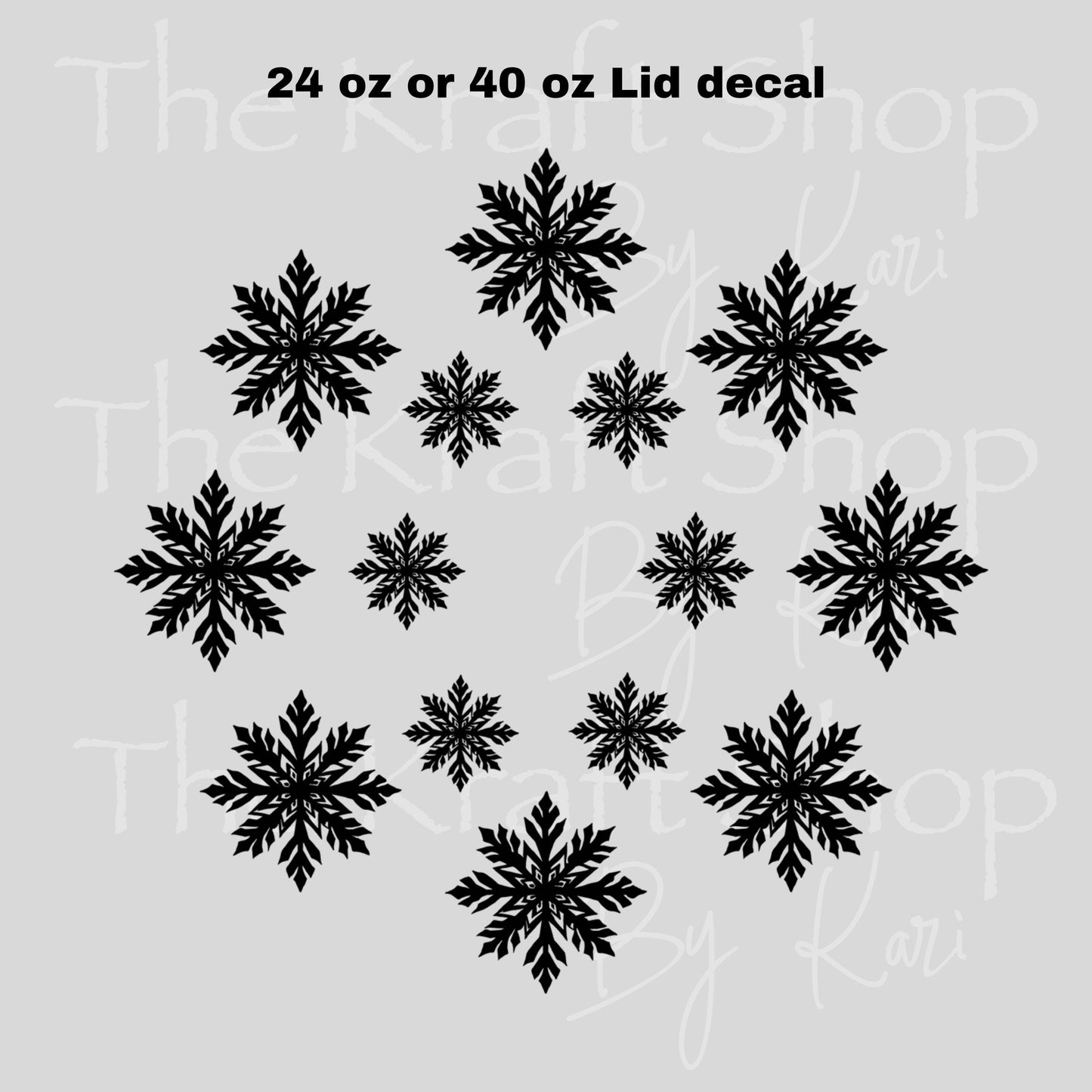 UV DTF Sticker print. Black snowflakes top decal for 24 oz or 40 oz tumbler, tumbler decal, permanent sticker. #10346