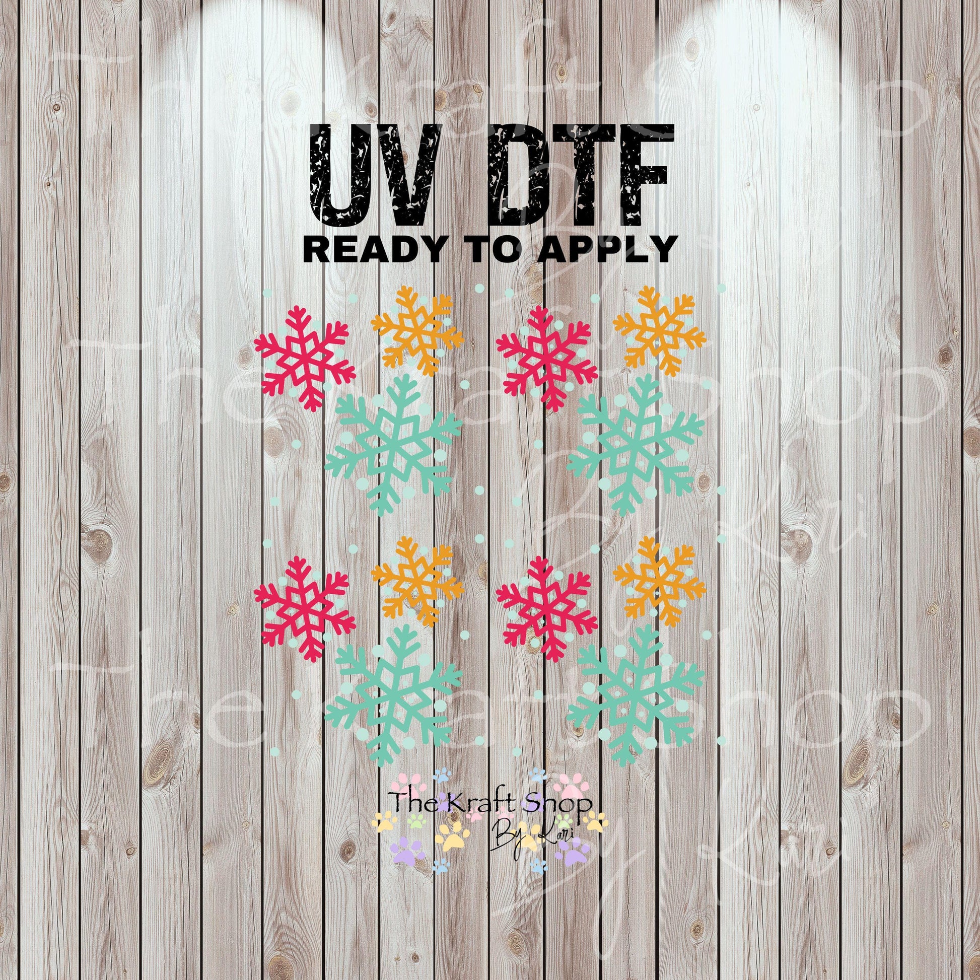UV DTF Sticker print Colorful Snowflake Element sheet 8x8 decal #7474