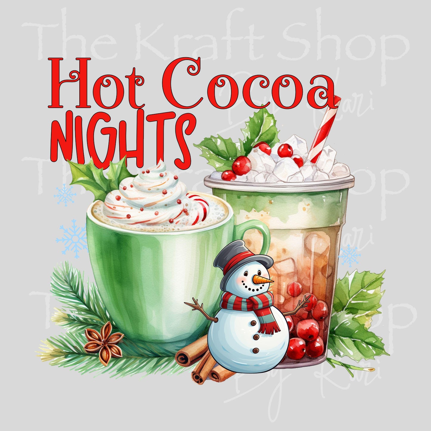 UV DTF Sticker print Hot Cocoa Nights Christmas decal, tumbler decal, permanent sticker. #7491