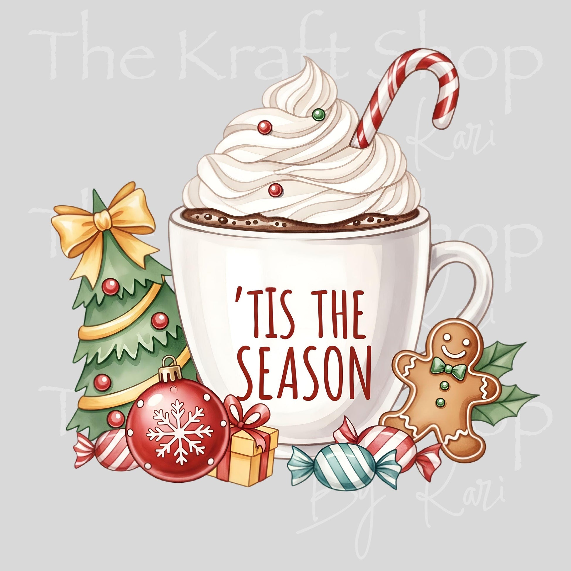 UV DTF Sticker print Tis the season mug Christmas decal, tumbler decal, permanent sticker. #7493