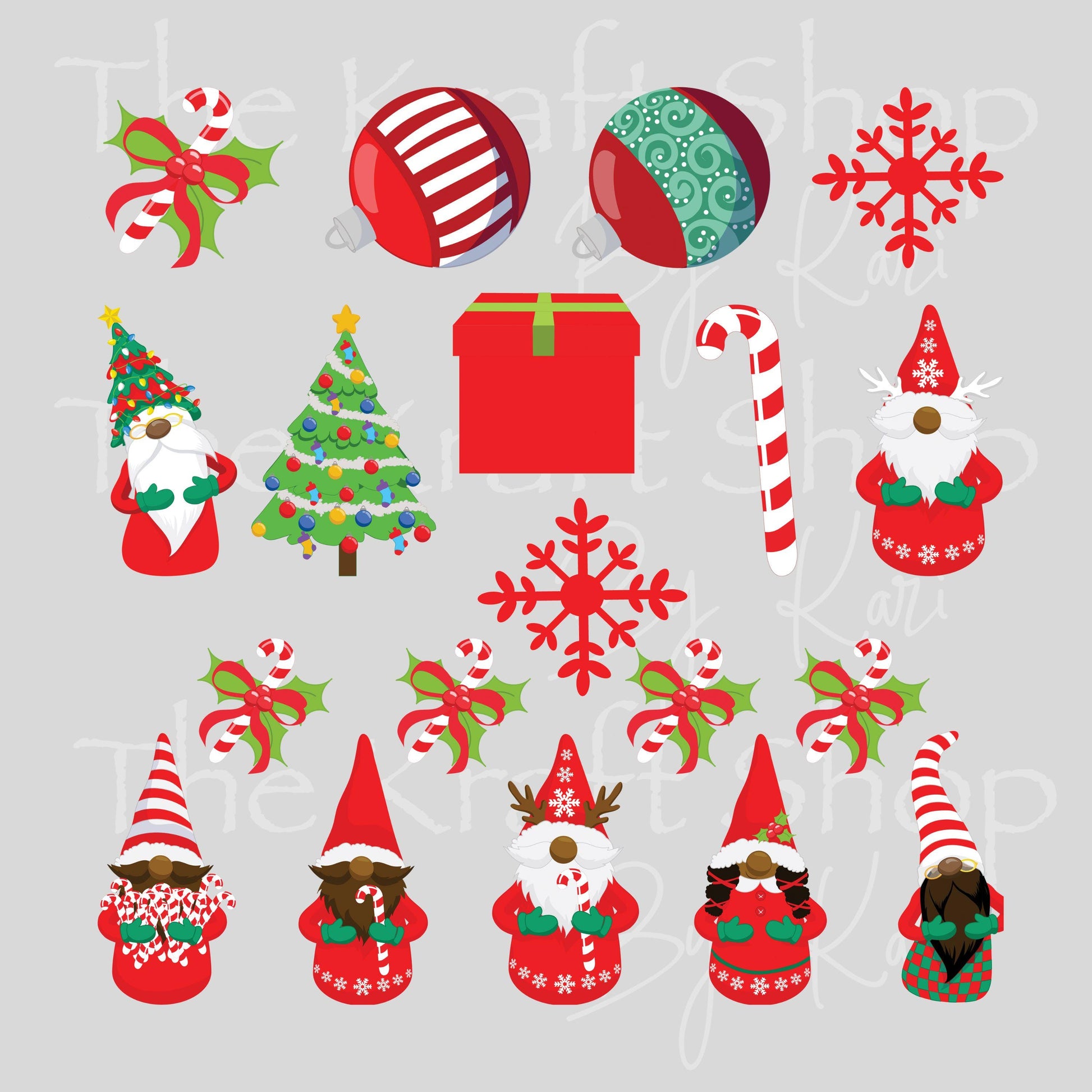 UV DTF Sticker print African American gnome element Christmas bundle of decals Element sheet 10x10 decal #7496