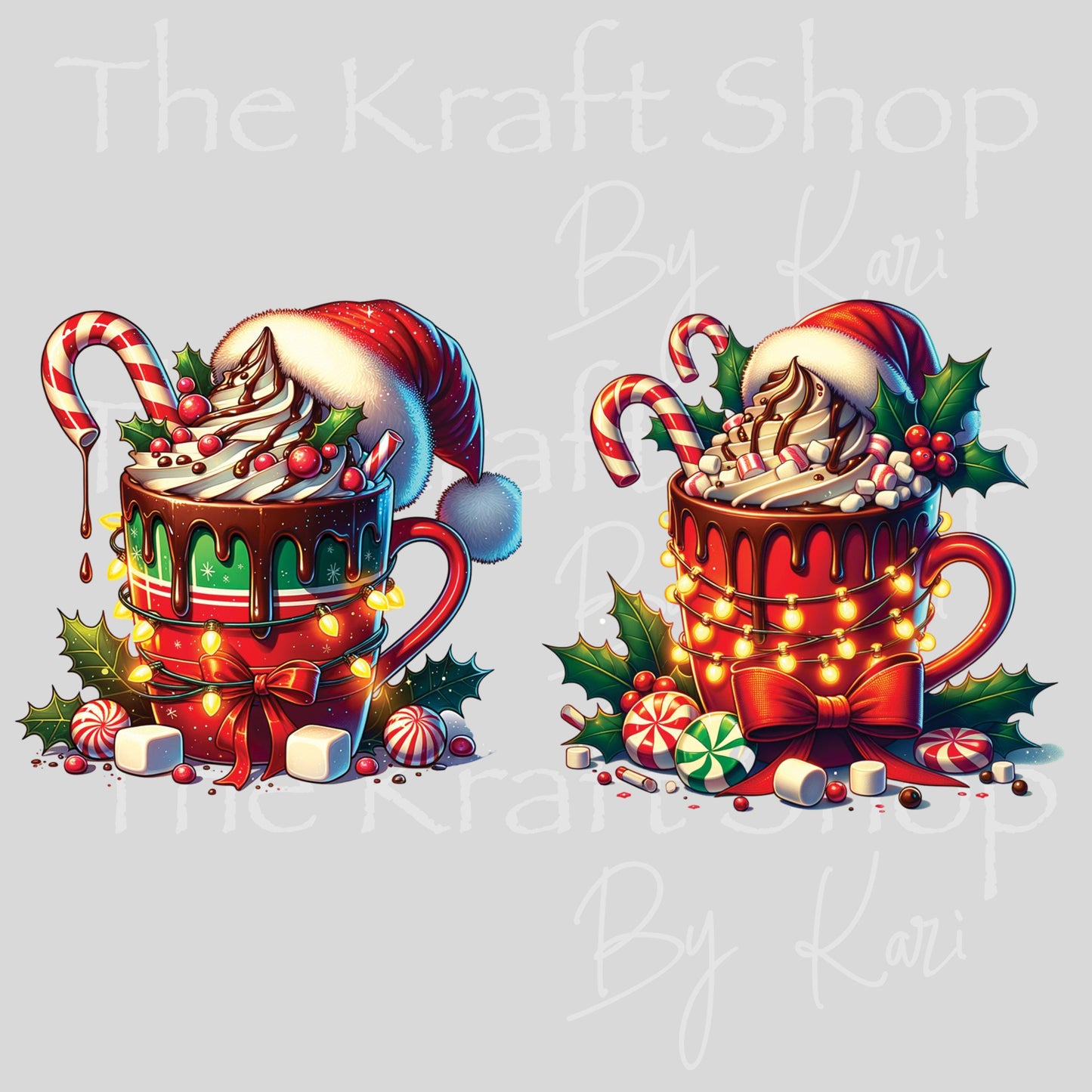 UV DTF Sticker print Red Christmas mug 2 pk decals, tumbler decal, permanent sticker. #7501