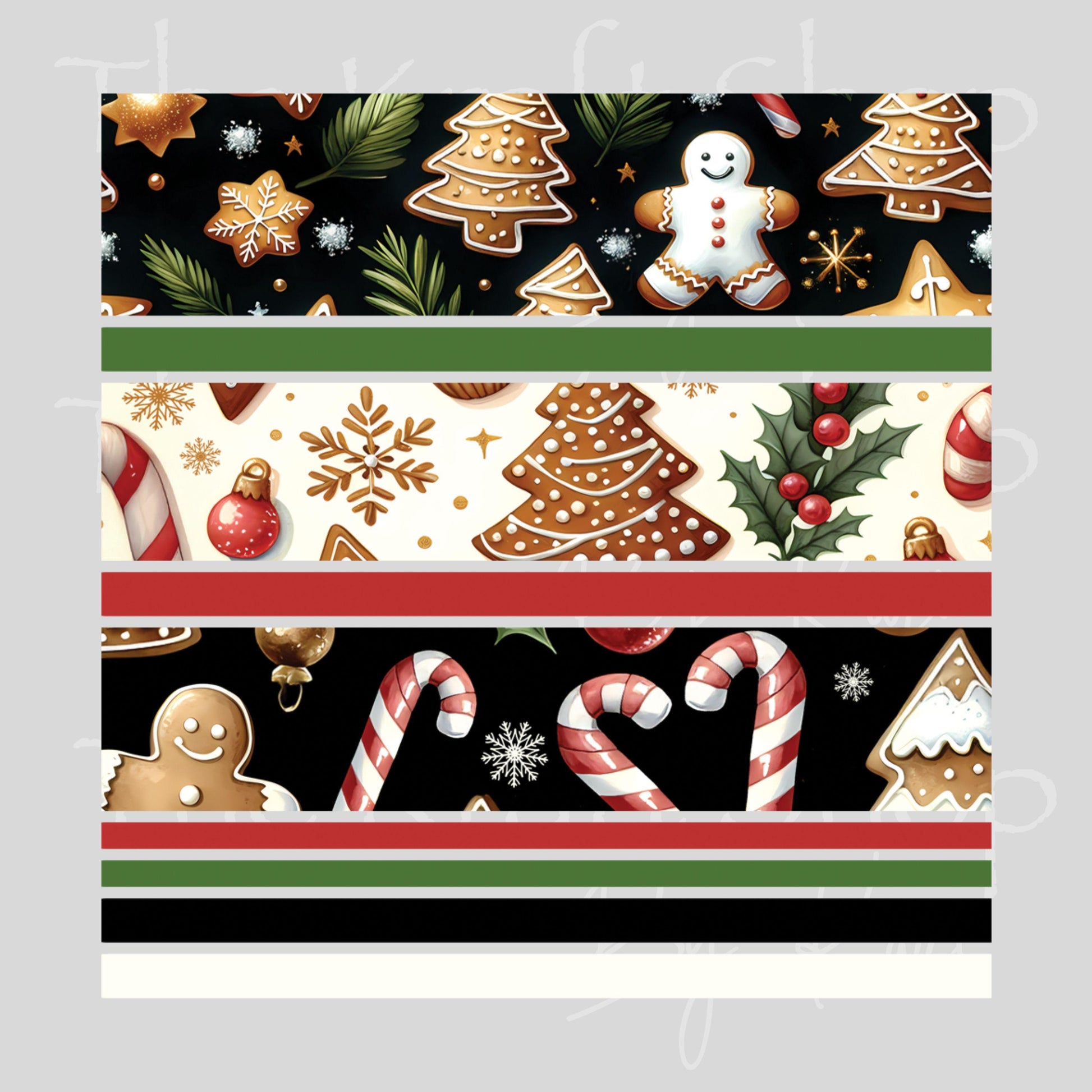 UV DTF Sticker print Gingerbread bands Christmas elements mixed media ...