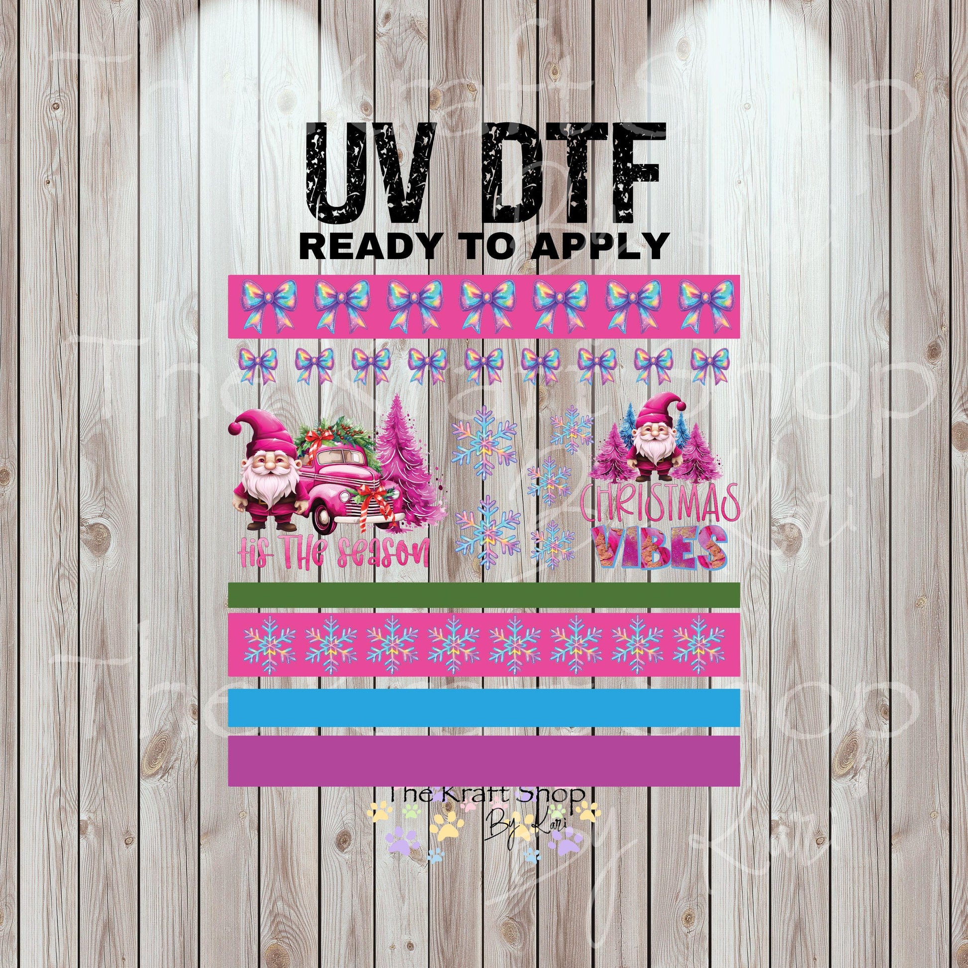 UV DTF Sticker print Christmas vibes gnomes bands Christmas elements mixed media bundle of decals Element sheet 10x10 decal #7503