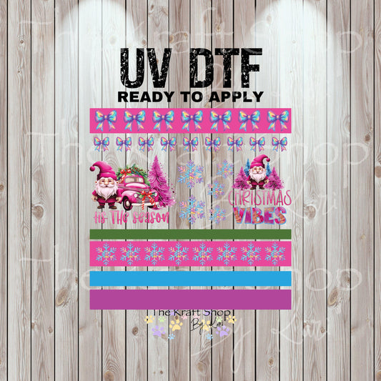 UV DTF Sticker print Christmas vibes gnomes bands Christmas elements mixed media bundle of decals Element sheet 10x10 decal #7503