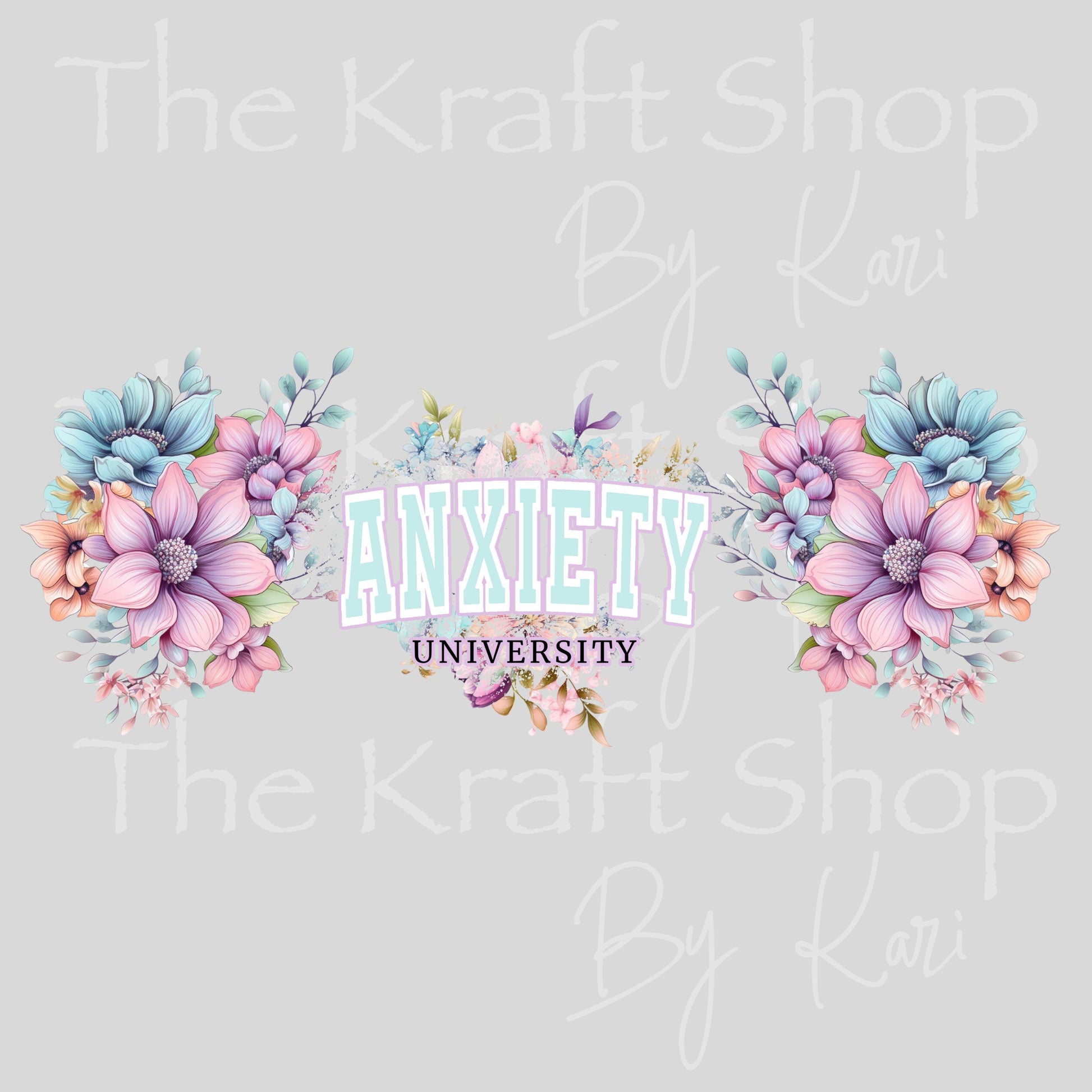 UV DTF Sticker print. Pastel Anxiety University decals tumbler decal. Glass can wrap. #5461