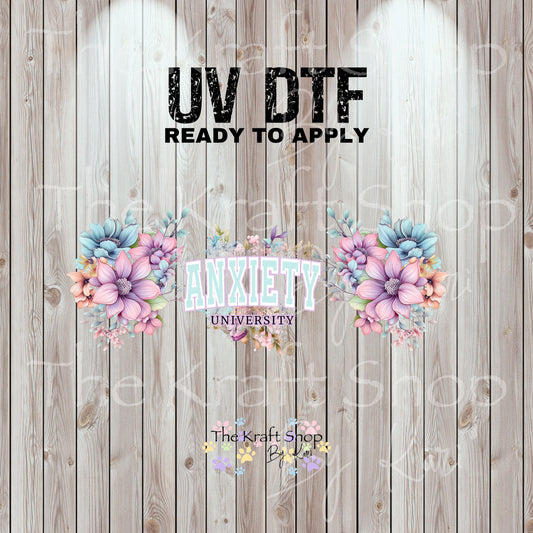 UV DTF Sticker print. Pastel Anxiety University decals tumbler decal. Glass can wrap. #5461