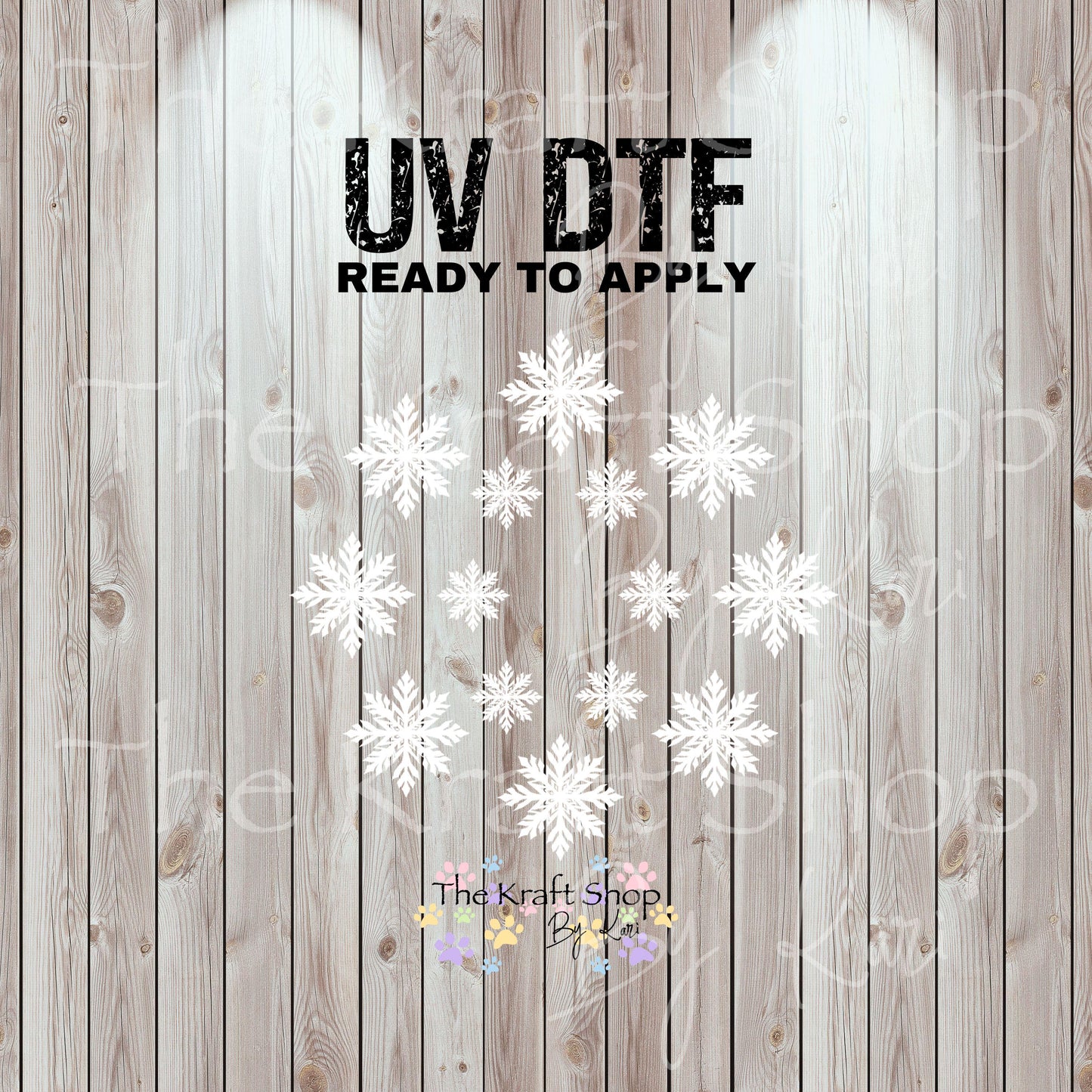 UV DTF Sticker print. White snowflakes top decal for 24 oz or 40 oz tumbler, tumbler decal, permanent sticker. #10352