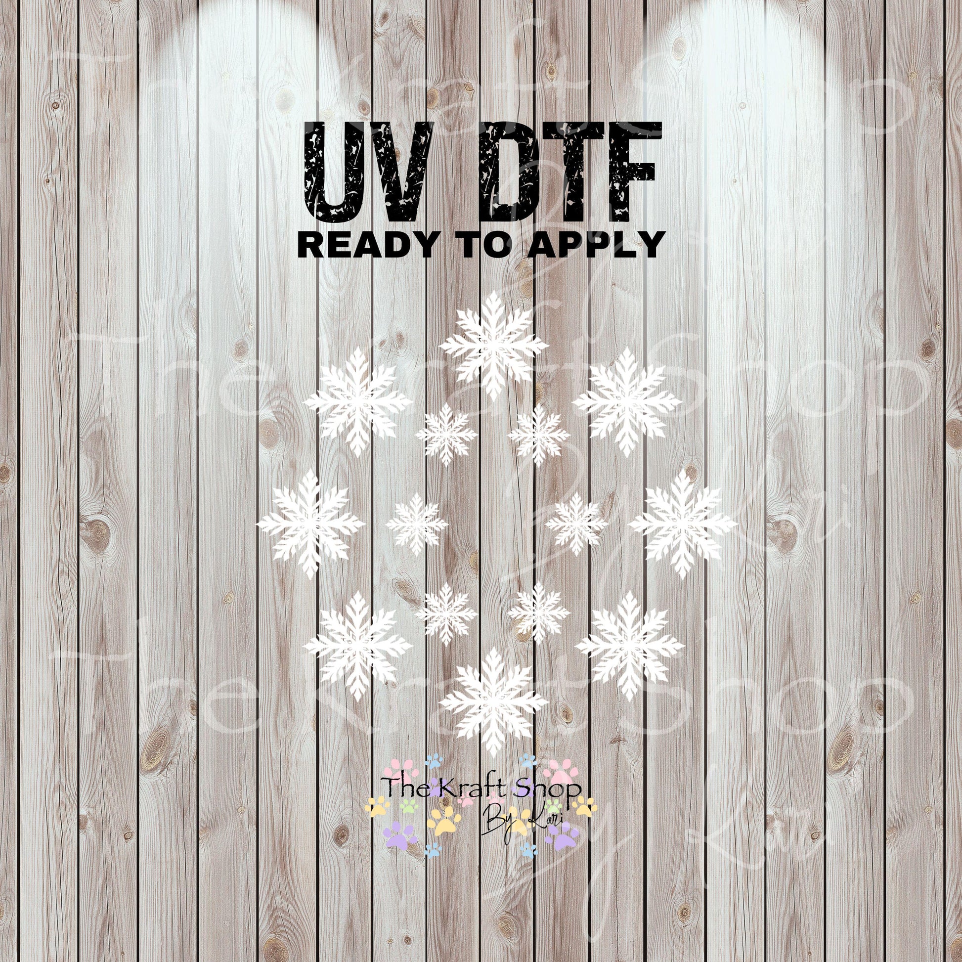 UV DTF Sticker print. White snowflakes top decal for 24 oz or 40 oz tumbler, tumbler decal, permanent sticker. #10352