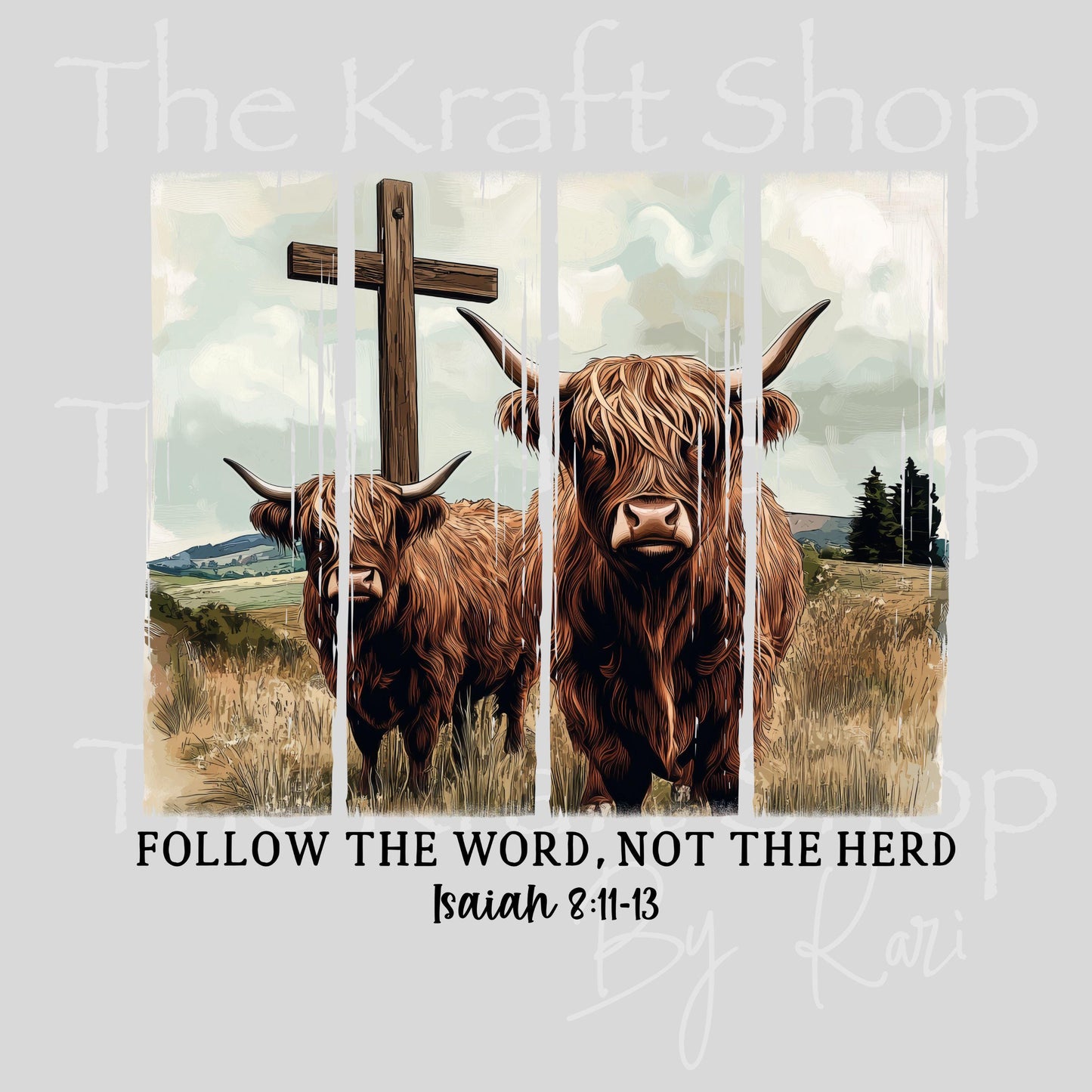 UV DTF Sticker print. Follow the word not the herd heifer cows brush stroke decals tumbler decal. Glass can wrap. #5467