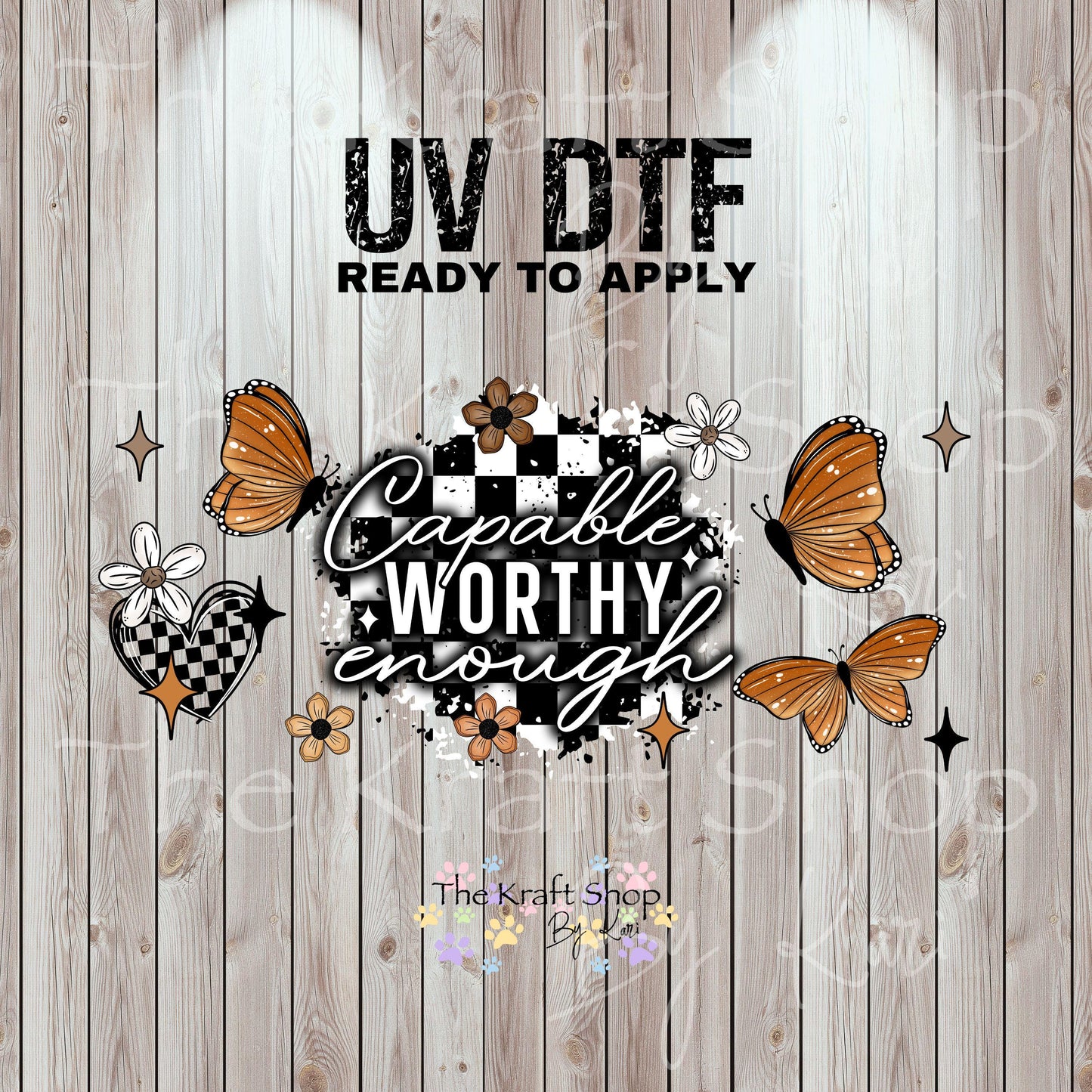 UV DTF Sticker print. Capable worthy enough inspirational Wrap decals tumbler decal. Glass can wrap. #5476