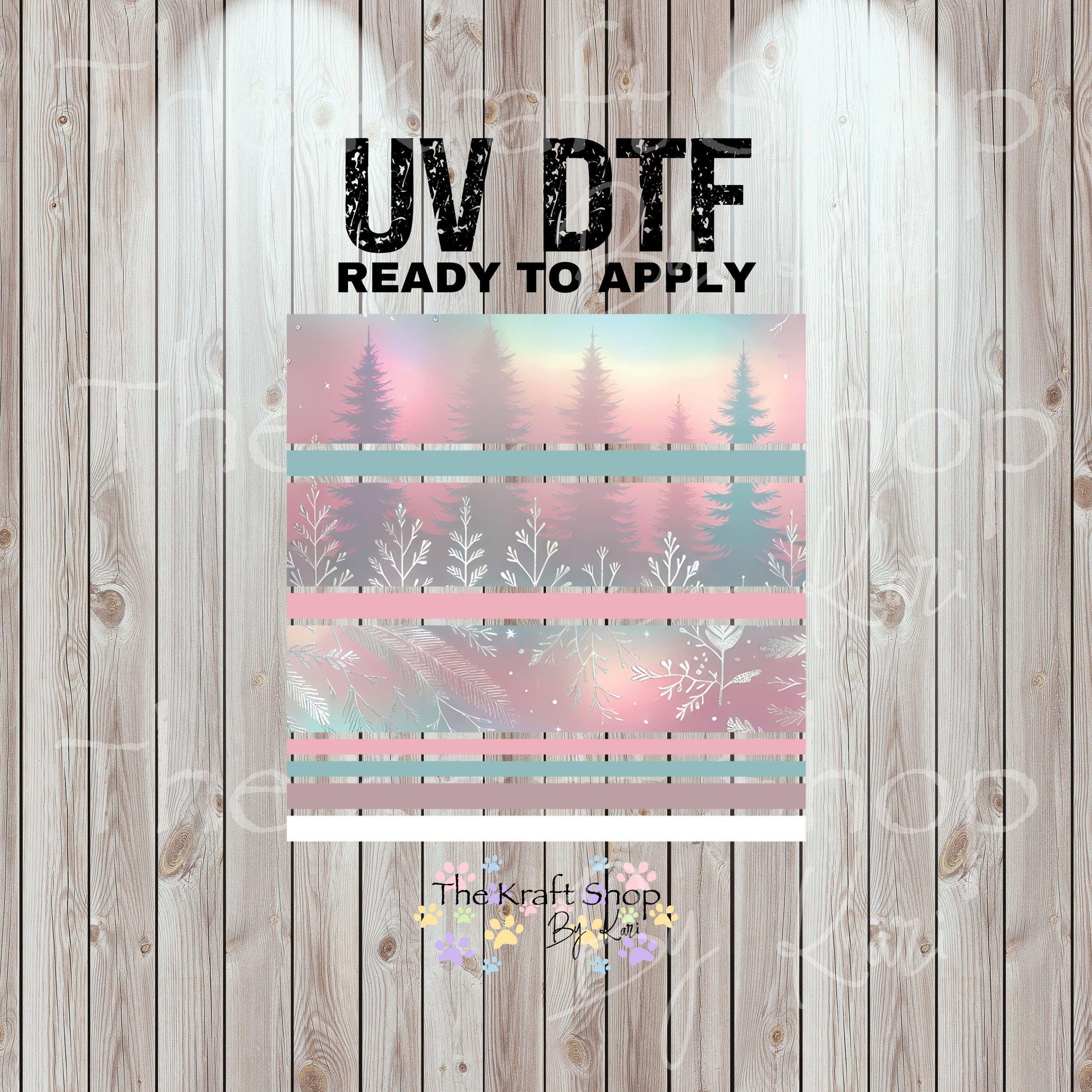 UV DTF Sticker print Pastel trees bands Christmas mixed media bundle of decals Element sheet 10x10 decal #7517