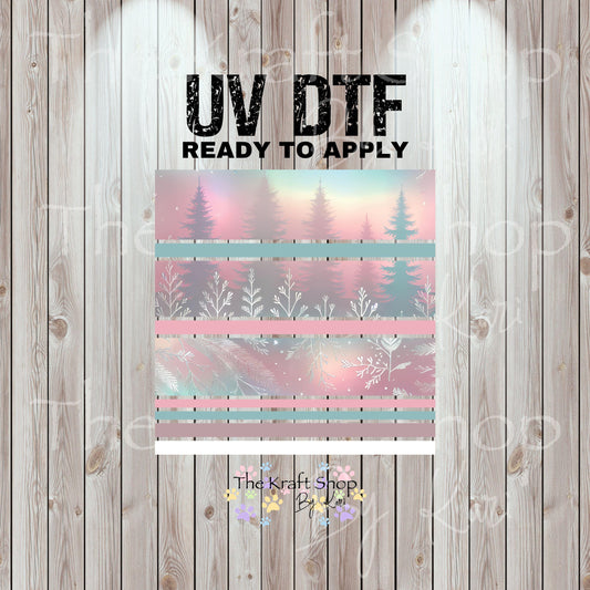 UV DTF Sticker print Pastel trees bands Christmas mixed media bundle of decals Element sheet 10x10 decal #7517