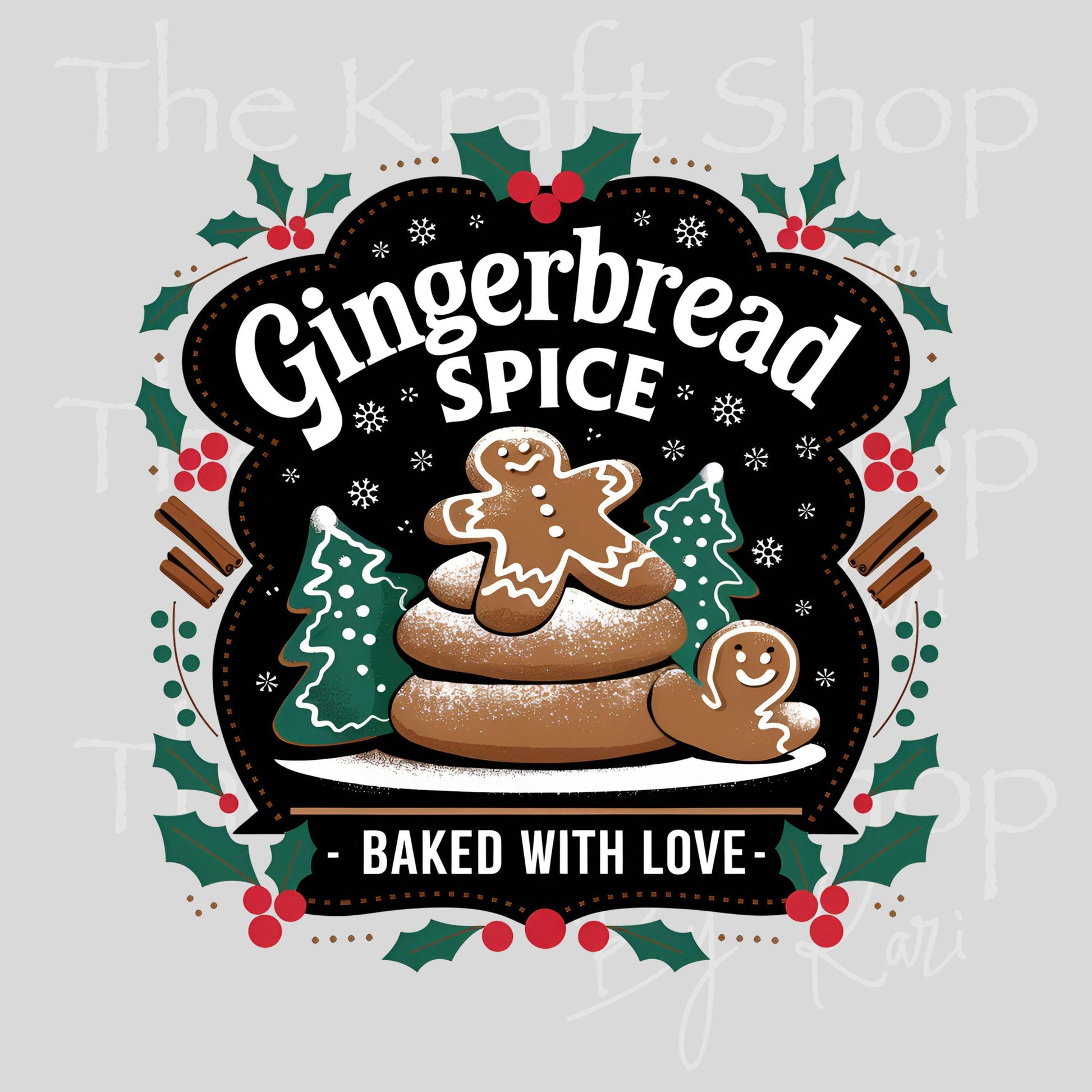 UV DTF Sticker prints. Gingerbread Spice label Christmas decal, permanent sticker. #7518