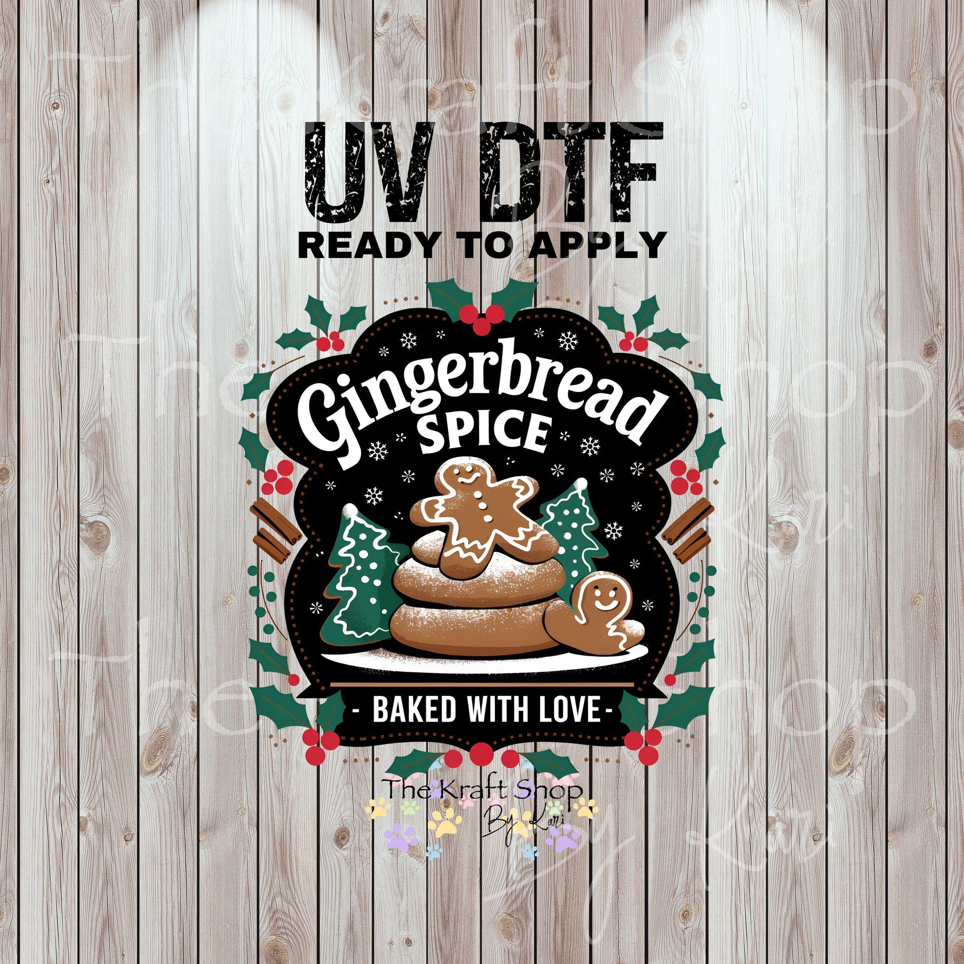 UV DTF Sticker prints. Gingerbread Spice label Christmas decal, permanent sticker. #7518