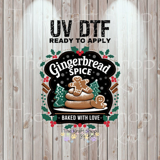UV DTF Sticker prints. Gingerbread Spice label Christmas decal, permanent sticker. #7518