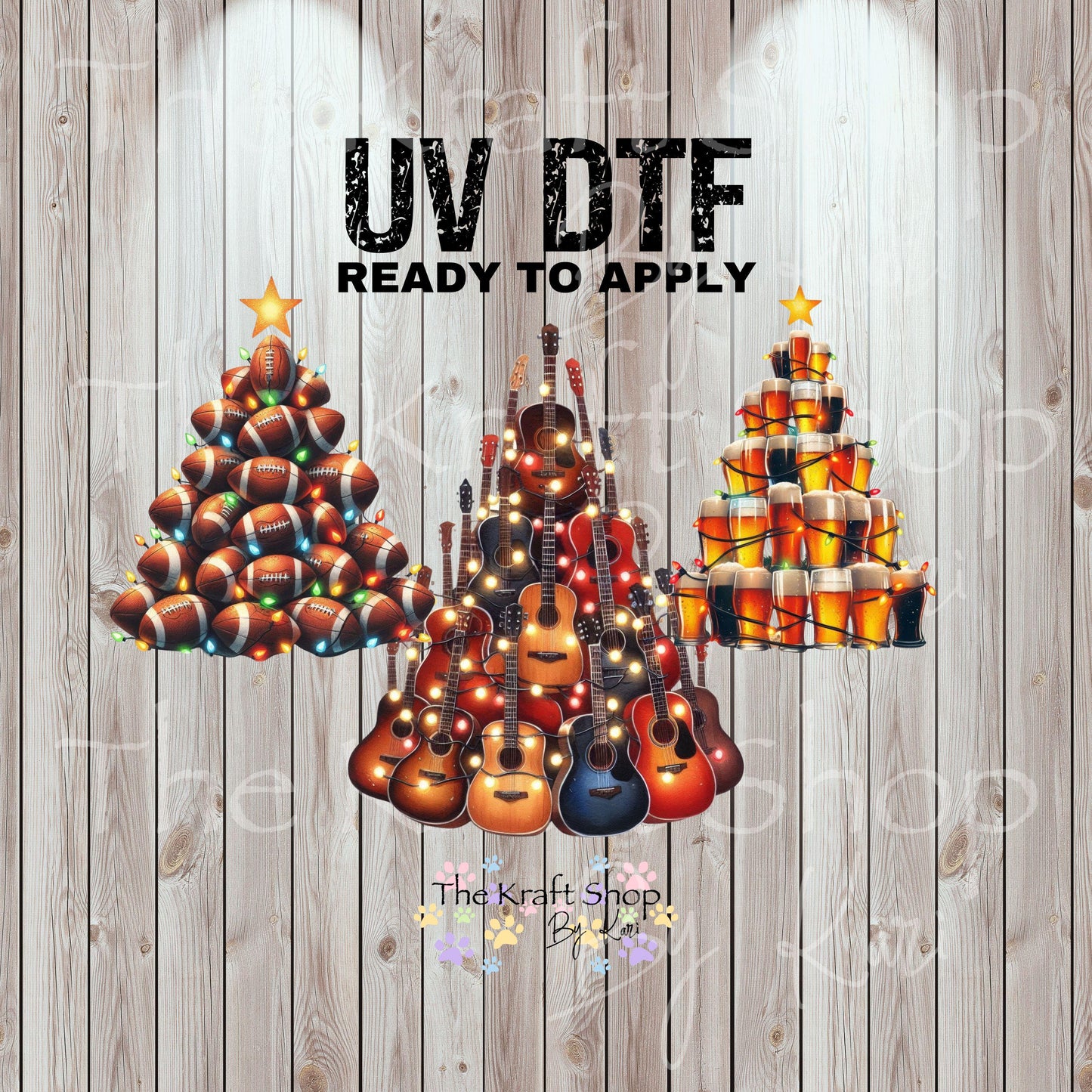 UV DTF Sticker prints. Sports Christmas trees, Music tree sewing tree decal, permanent sticker. #7524