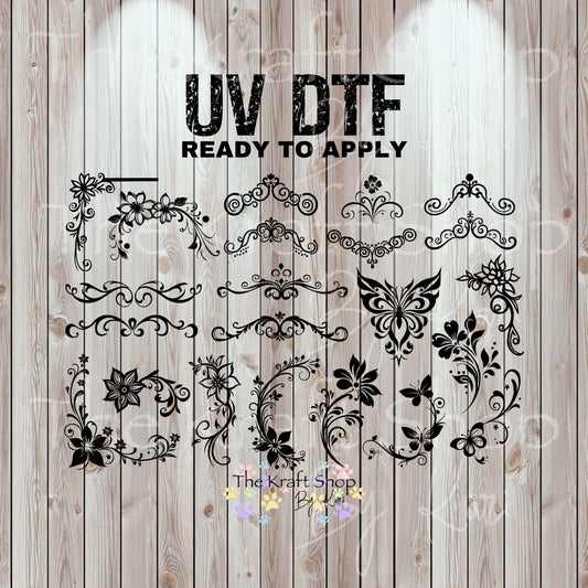 UV DTF Sticker print Flourish bundle of Tooled Leather Variety pack of mixed media bundle of decals Element sheet 12x8 decal #10357
