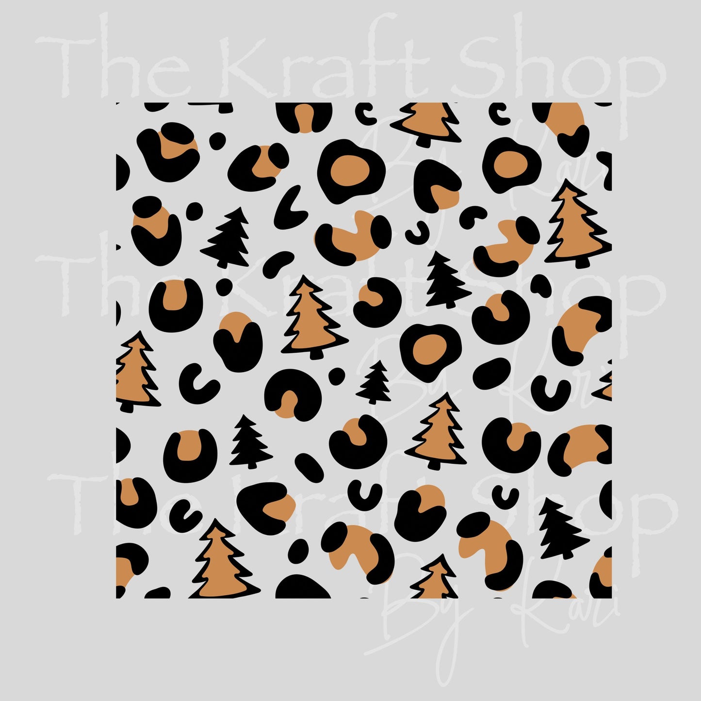 UV DTF Sticker print Leopard Cheetah trees Christmas Element sheet 8x8 decal, tumbler decal #7530