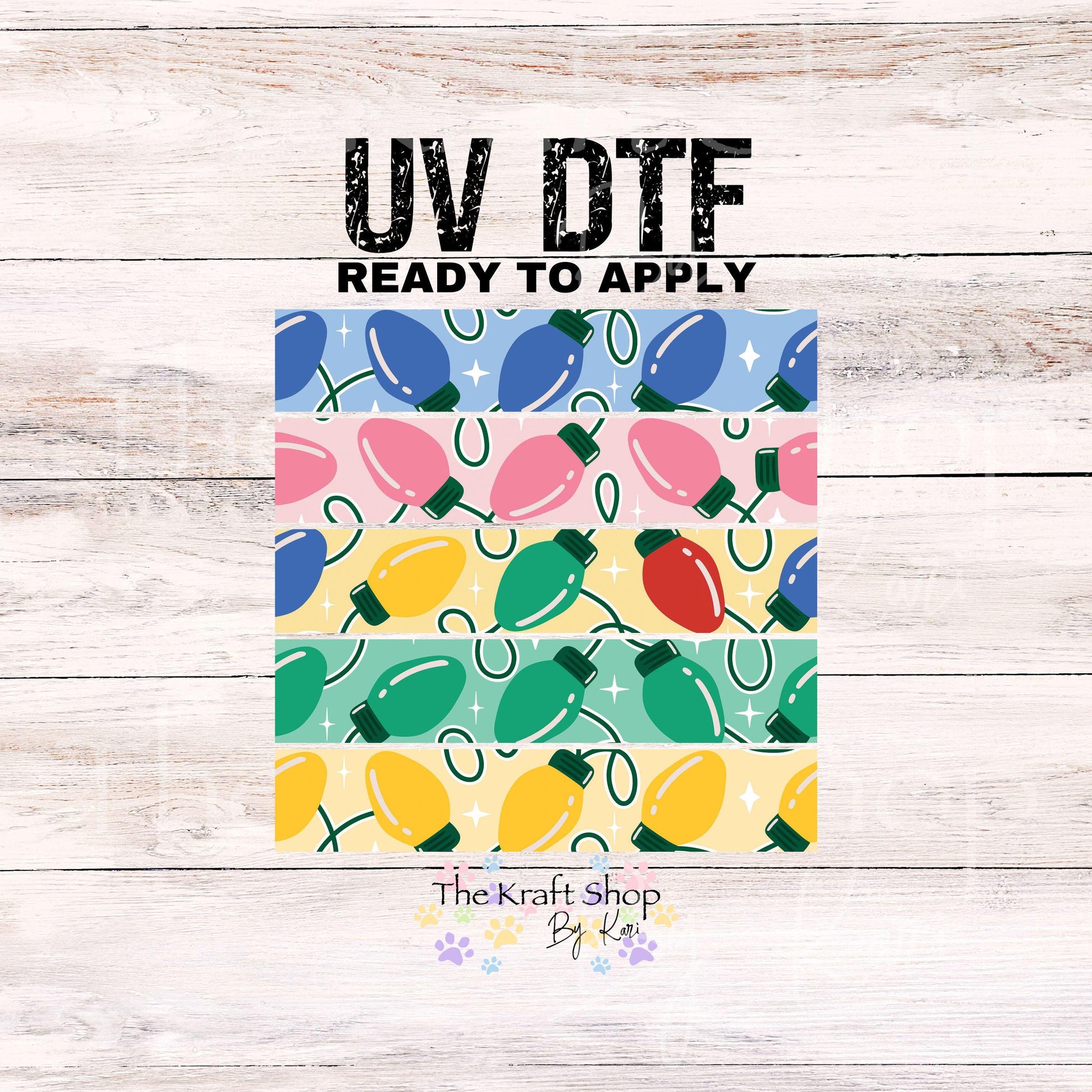 UV DTF Sticker print Christmas light strands bands mixed media bundle of band decals Element sheet 10x10 decal #7534