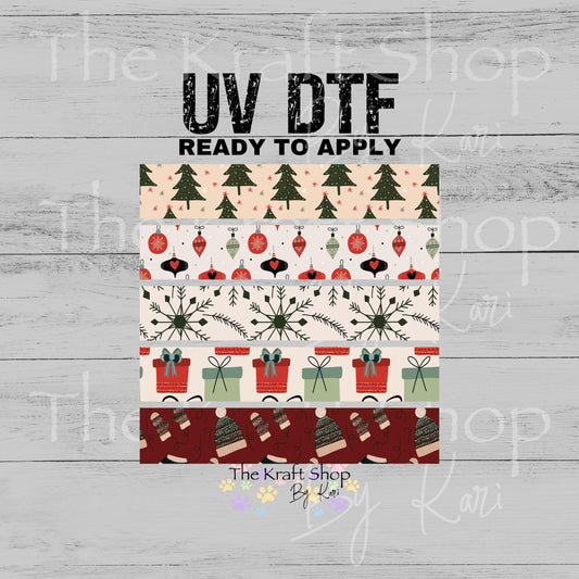 UV DTF Sticker print Neutral Christmas bands mixed media bundle of band decals Element sheet 10x10 decal #7536