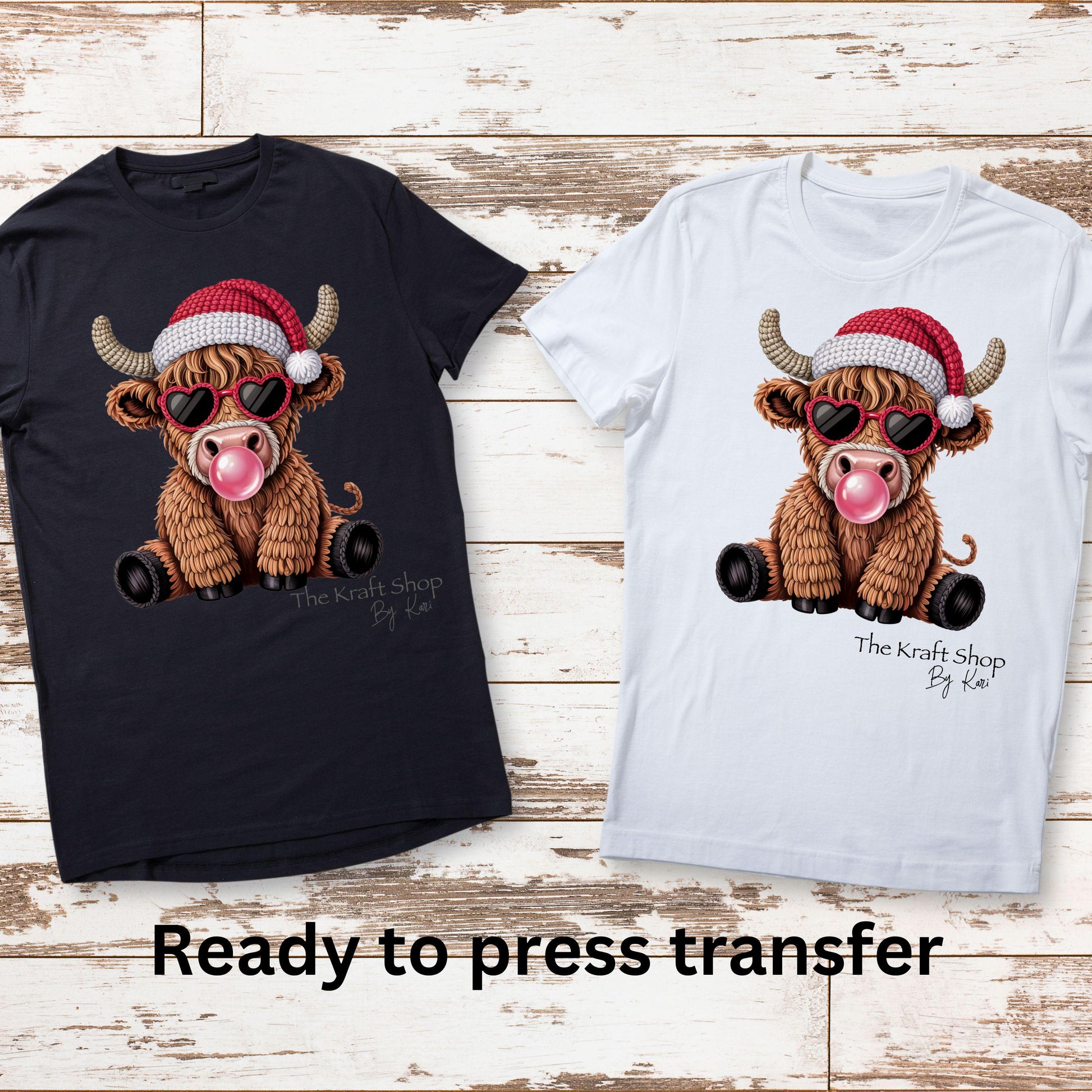 DTF ready to press transfer Yarn cow blowing bubble crochet look shirt decal DTF Print #11583