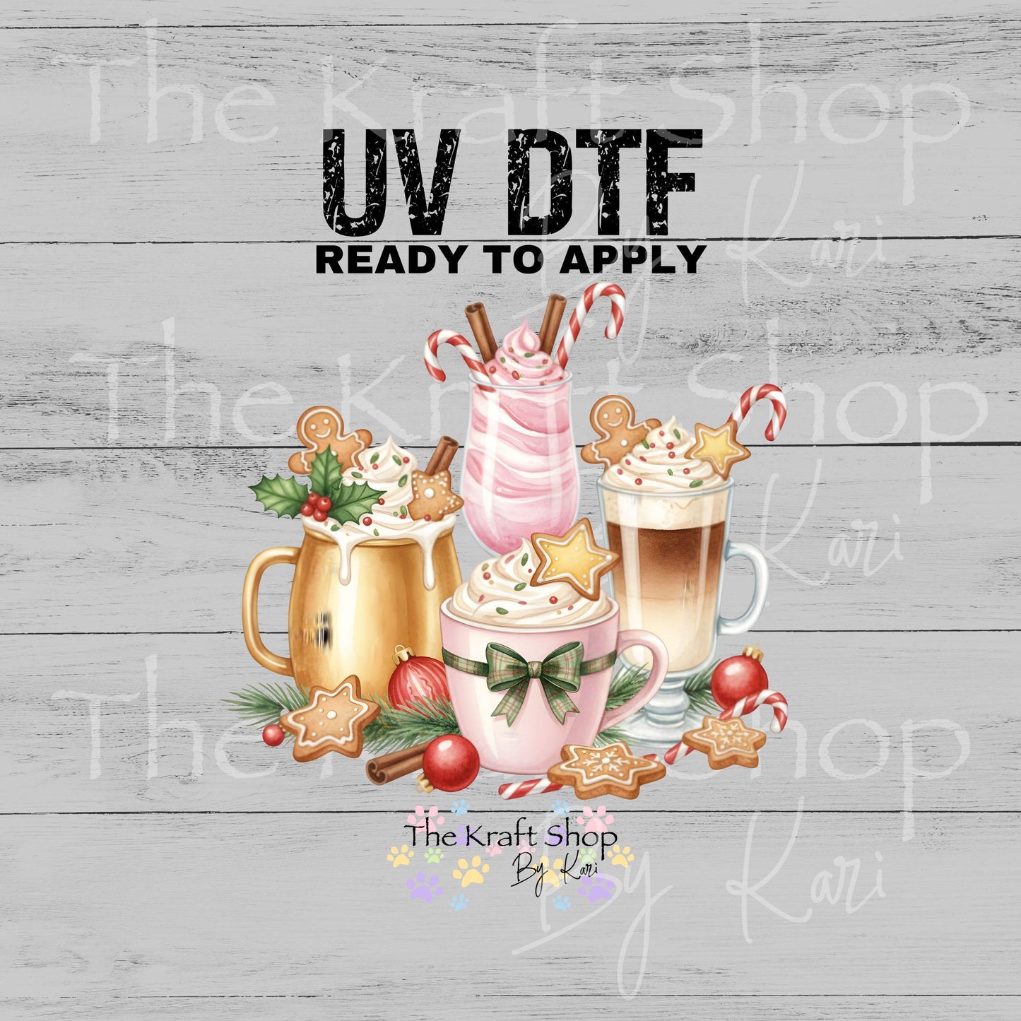 UV DTF Sticker print Christmas cookies candies drinks decal, tumbler decal, permanent sticker. #7538