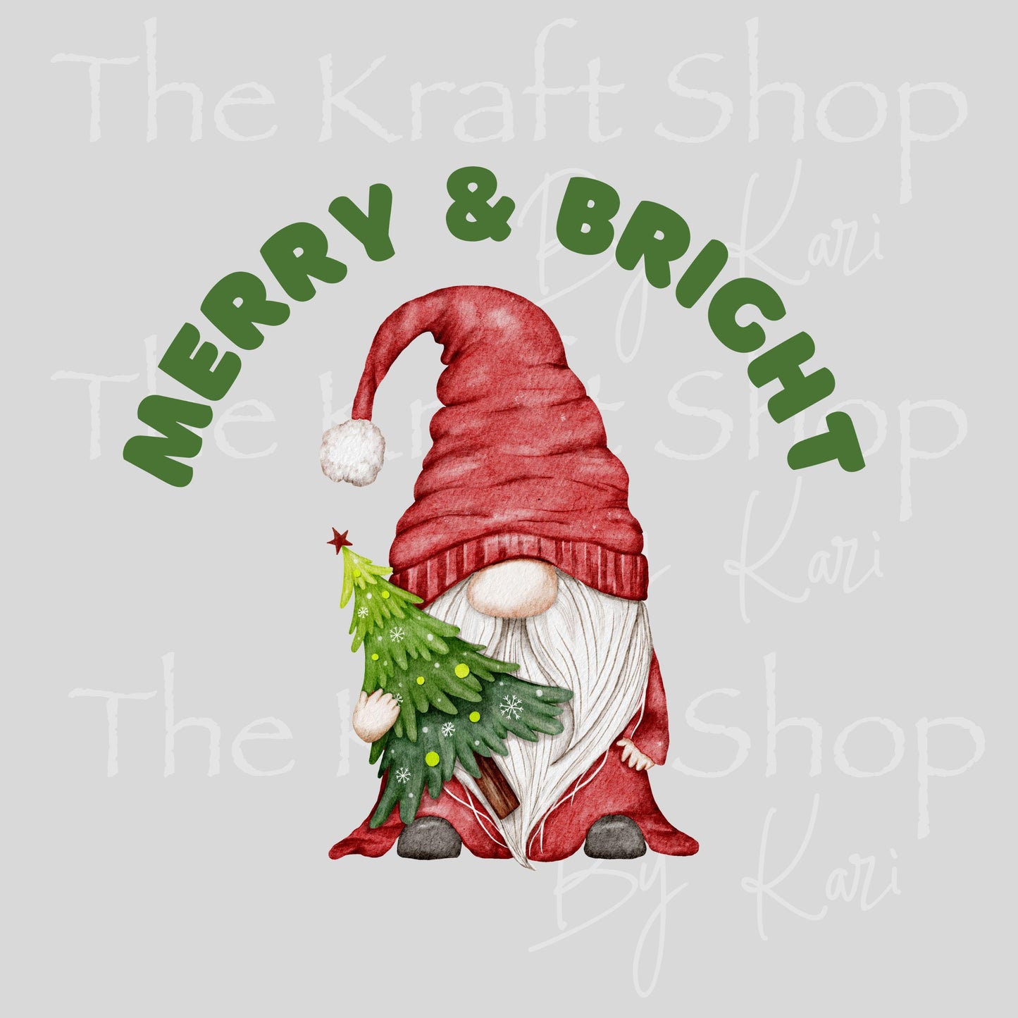 UV DTF Sticker print Merry & Bright Gnome Christmas decal, tumbler decal, permanent sticker. #7526