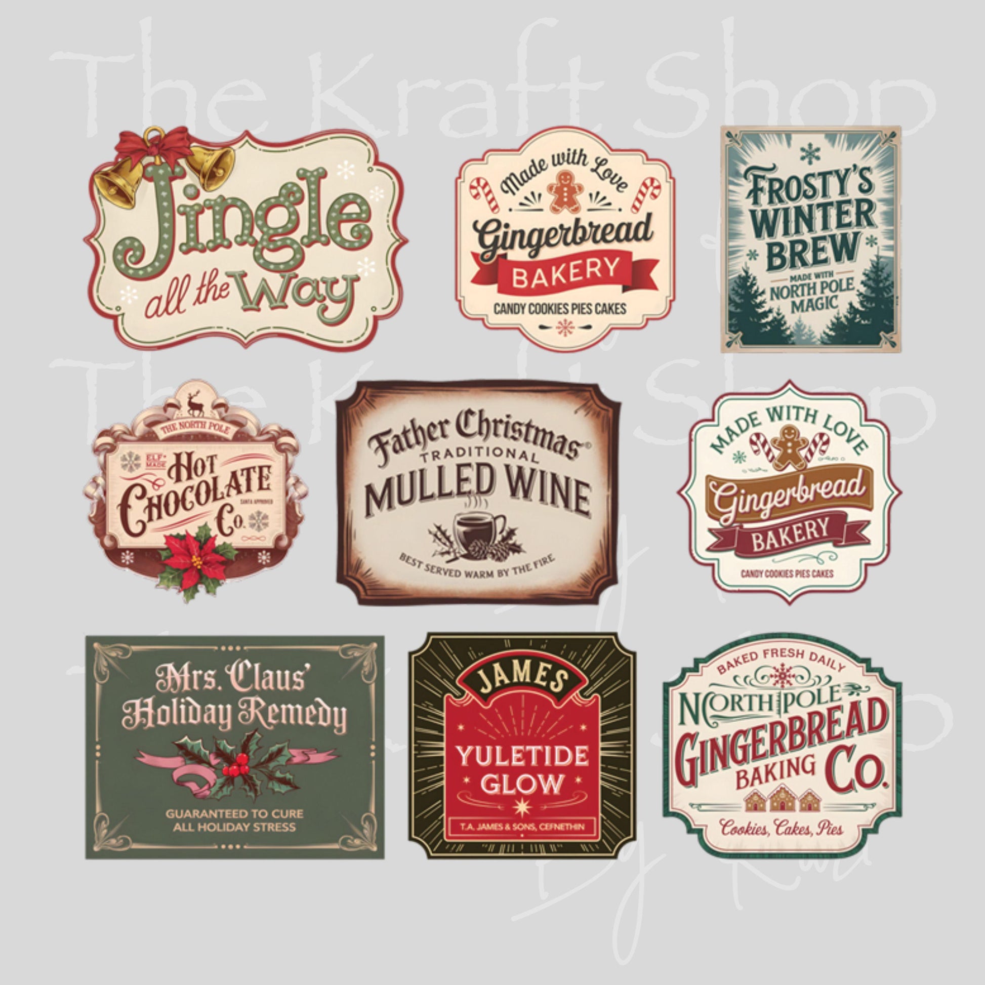 UV DTF Sticker print Old Fashioned Christmas labels vintage label 8x9 2.5 high decal #7533