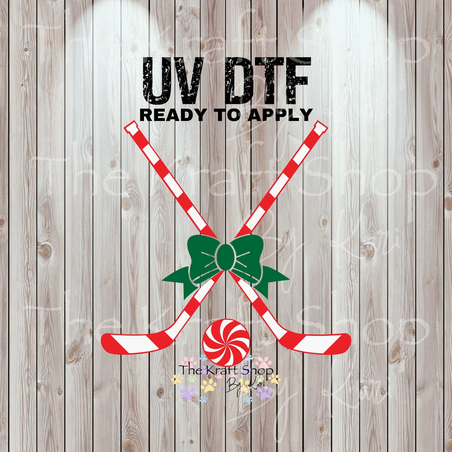 UV DTF Sticker print Candy Cane hockey sticks Christmas decal, tumbler decal, permanent sticker. #7492