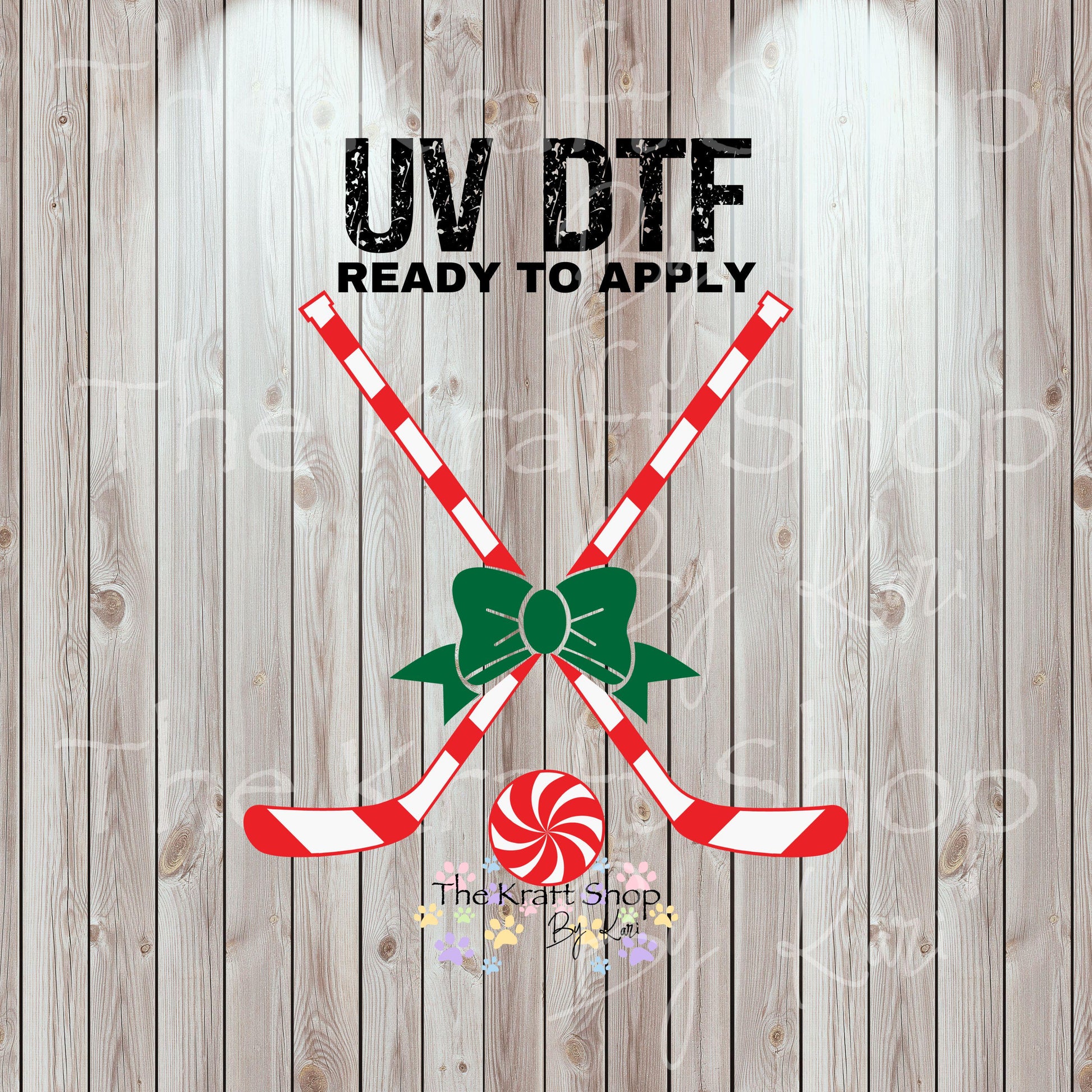 UV DTF Sticker print Candy Cane hockey sticks Christmas decal, tumbler decal, permanent sticker. #7492