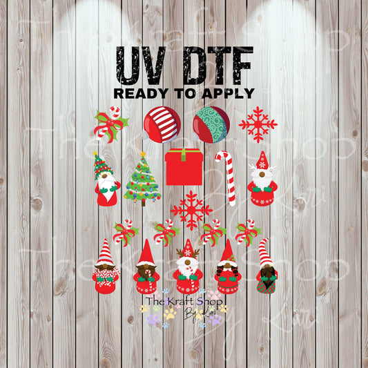 UV DTF Sticker print African American gnome element Christmas bundle of decals Element sheet 10x10 decal #7496