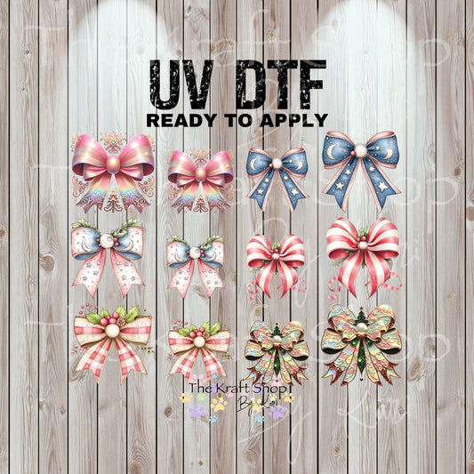 UV DTF Sticker print Christmas bows elements mixed media bundle of decals Element sheet 10x7.5 decal #7498