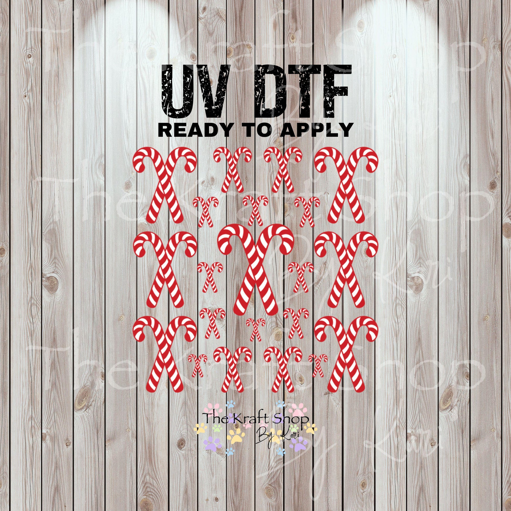 UV DTF Sticker print Candy Cane Duo Christmas mixed media Element sheet 8x8 decal #7502