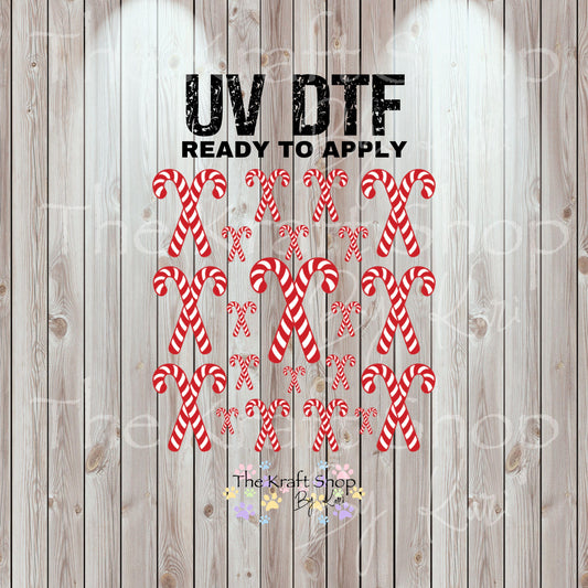 UV DTF Sticker print Candy Cane Duo Christmas mixed media Element sheet 8x8 decal #7502