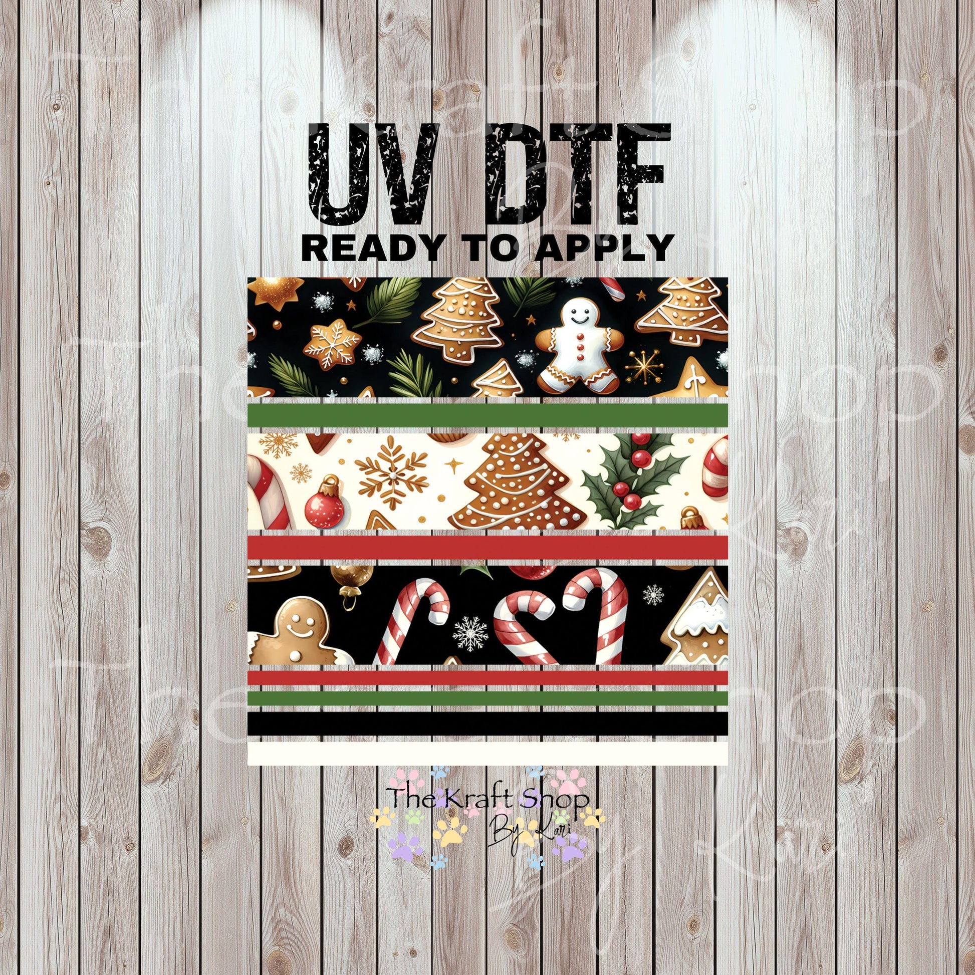 UV DTF Sticker print Gingerbread bands Christmas elements mixed media ...