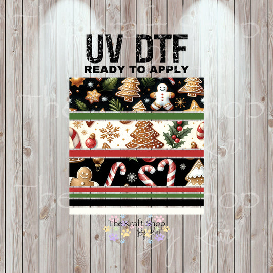 UV DTF Sticker print Gingerbread bands Christmas elements mixed media bundle of decals Element sheet 10x10 decal #7504