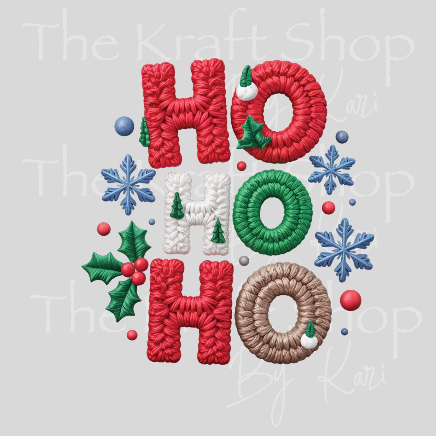 UV DTF Sticker print yarn Ho Ho Ho Christmas crochet decal, tumbler decal #7541