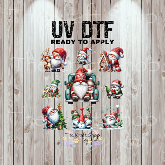 UV DTF Sticker print Knit Hat Gnome Christmas mixed media Element sheet 8x8 decal #7508