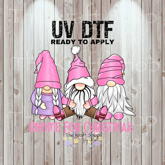 UV DTF Sticker prints. Gnome for Christmas decal, permanent sticker. #7522