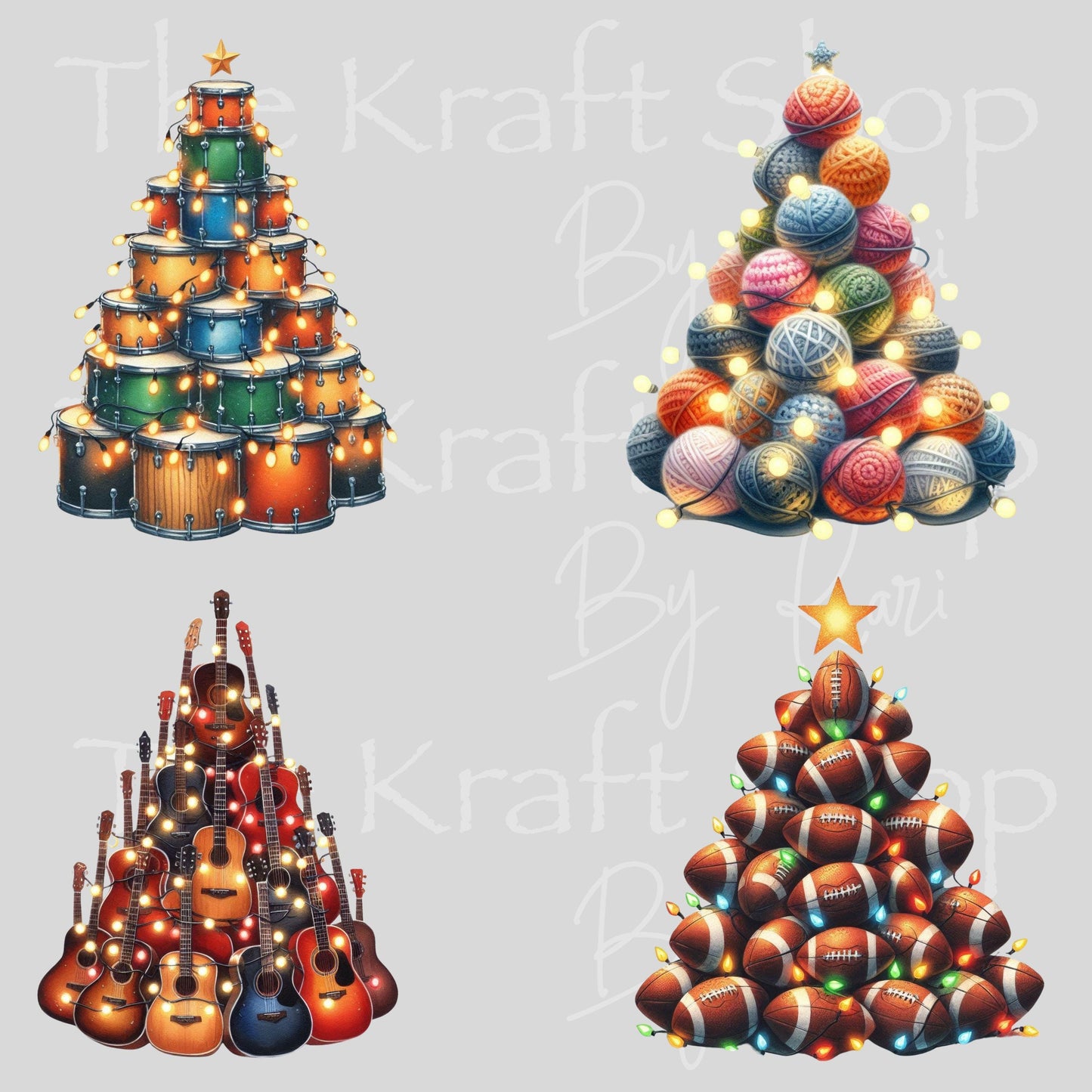 UV DTF Sticker prints. Sports Christmas trees, Music tree sewing tree decal, permanent sticker. #7524