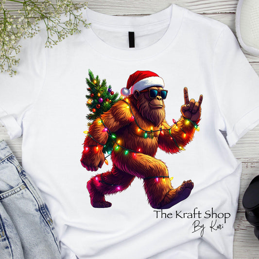 DTF ready to press transfer. Christmas Lights Big foot image . Direct to film heat press transfer. DTF Print, #11588