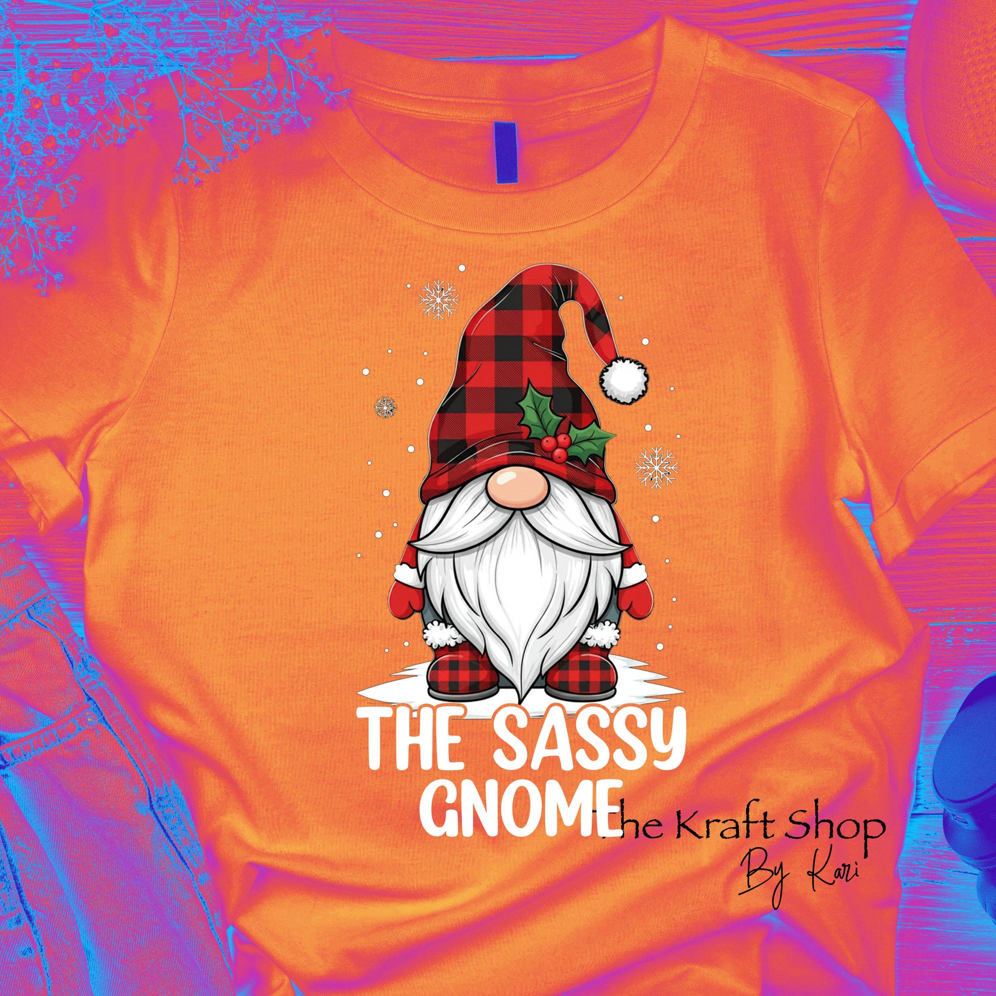 DTF ready to press transfer. The Sassy Gnome image . Direct to film heat press transfer #11590