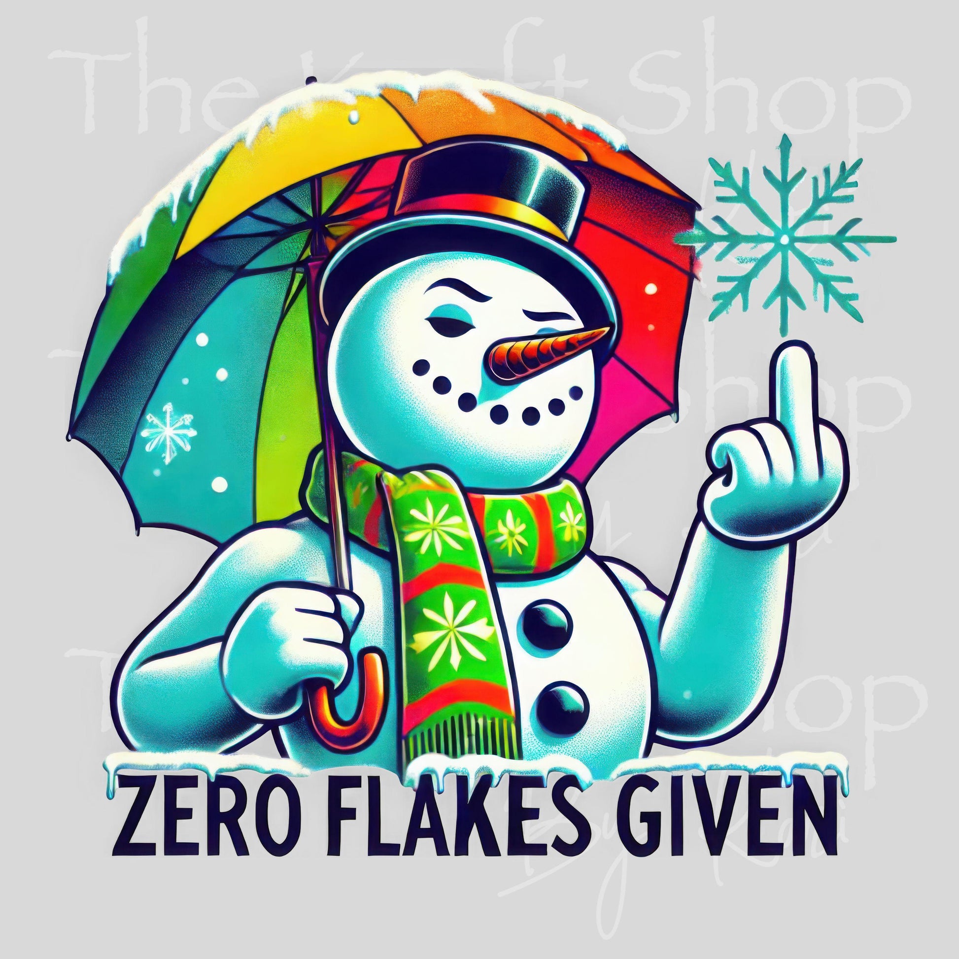 UV DTF Sticker prints. Zero Flakes Given sarcastic snowman decal, permanent sticker. #7551
