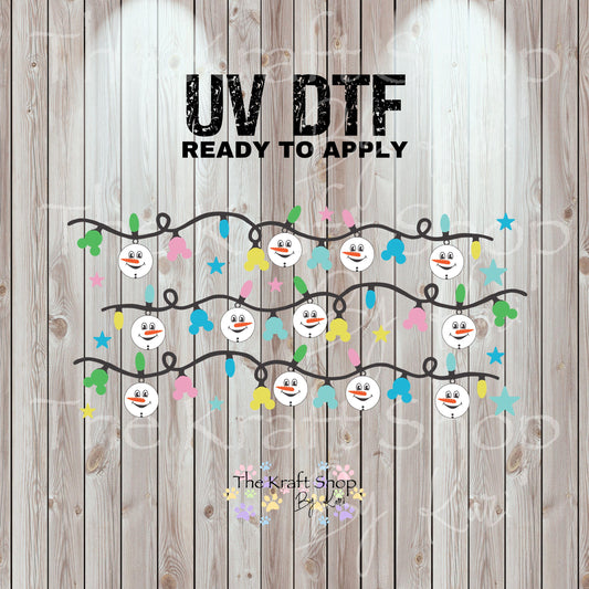 UV DTF Sticker print. Snowman and mouse Wrap Christmas decals tumbler decal. Glass can wrap. #5478