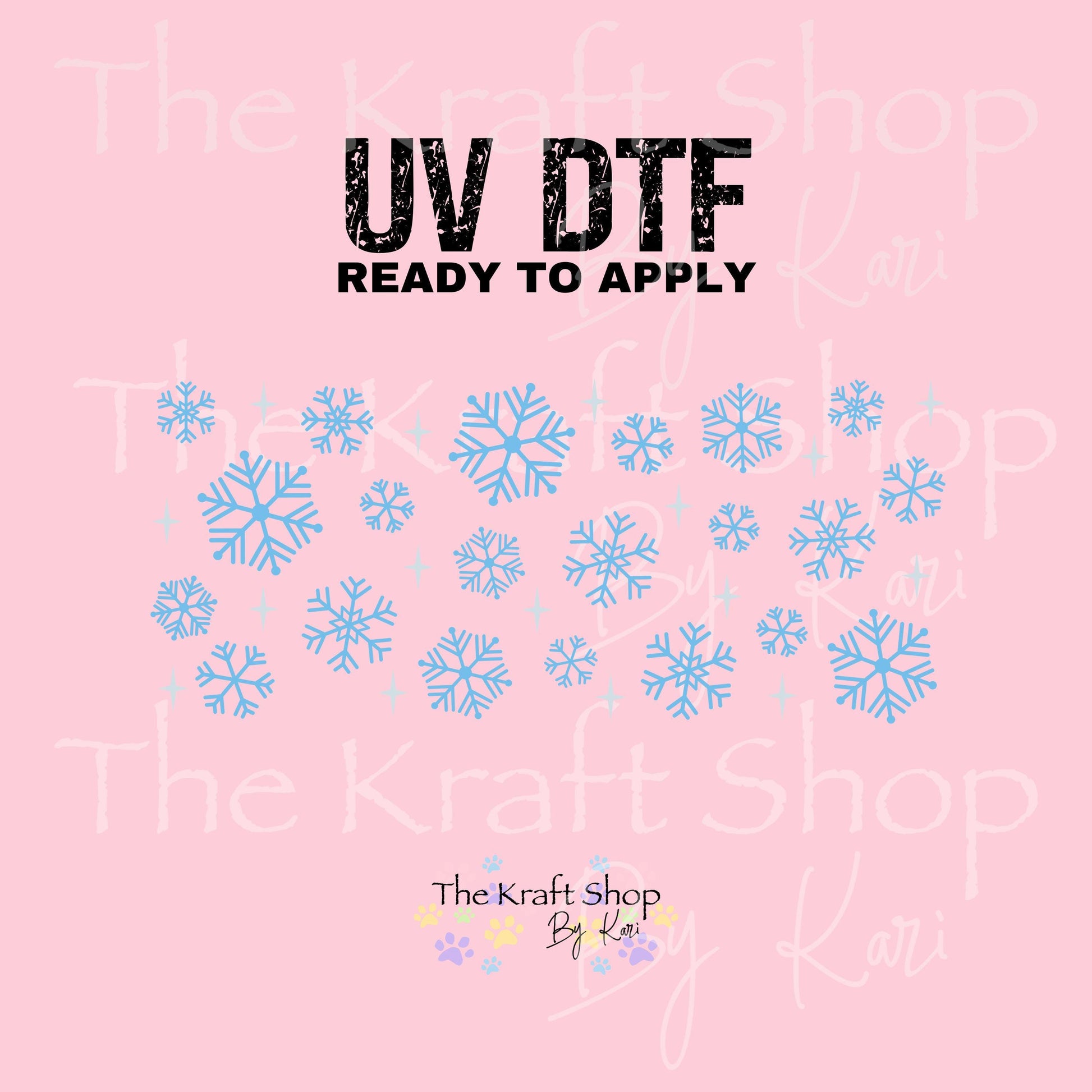 UV DTF Sticker print. Blue Snowflakes Wrap Christmas decals tumbler decal. Glass can wrap. #5479